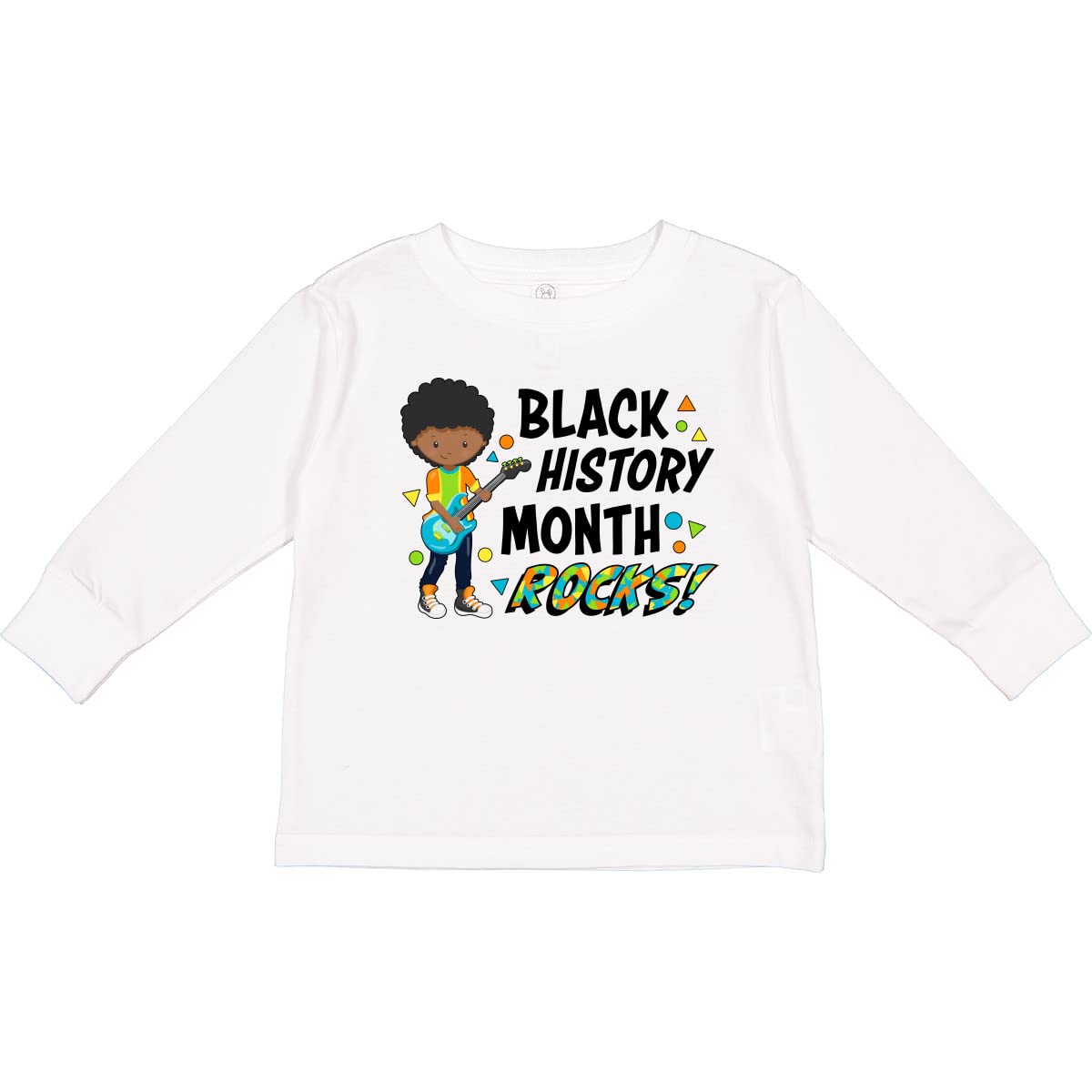 Inktastic Black History Month Rocks Boy with Toddler Long Sleeve T-Shirt | Black Pride Graphic Tee | Family Matching Outfits for Men & Kids