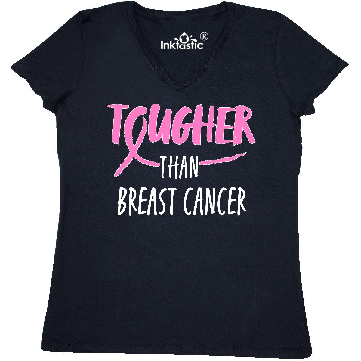 Tougher Than Breast Cancer Pink Ribbon V-Neck T-Shirt for Women - Soft Cotton Awareness Tee for Survivors, Supporters & Fundraisers