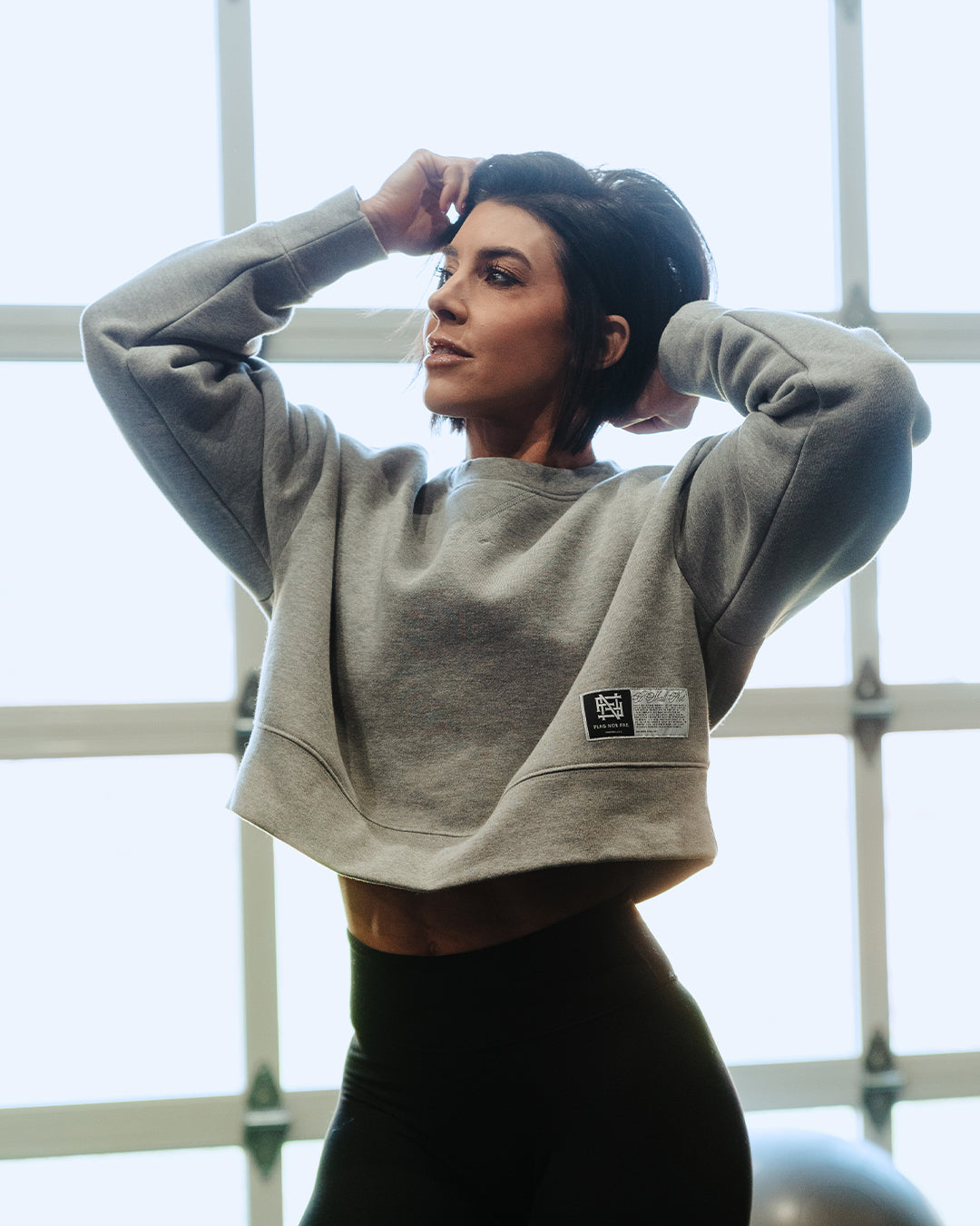 Women's Oversized Crop Crewneck Sweatshirt - Heather Grey | Casual Loungewear & Streetwear for Everyday Comfort