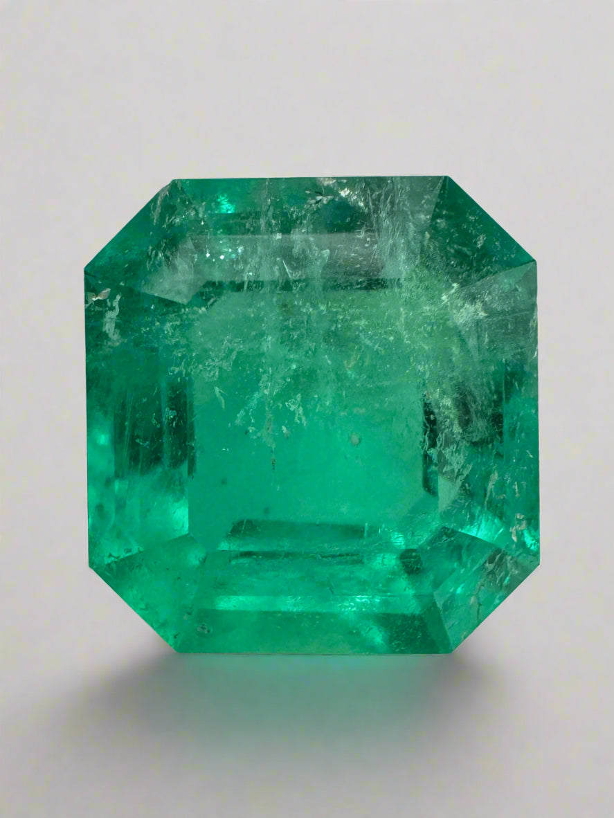 6.93 Carat 12x11.5mm Medium Green Natural Loose Colombian Emerald Asscher Cut Gemstone for Jewelry Making, Engagement Rings & Luxury Gifts