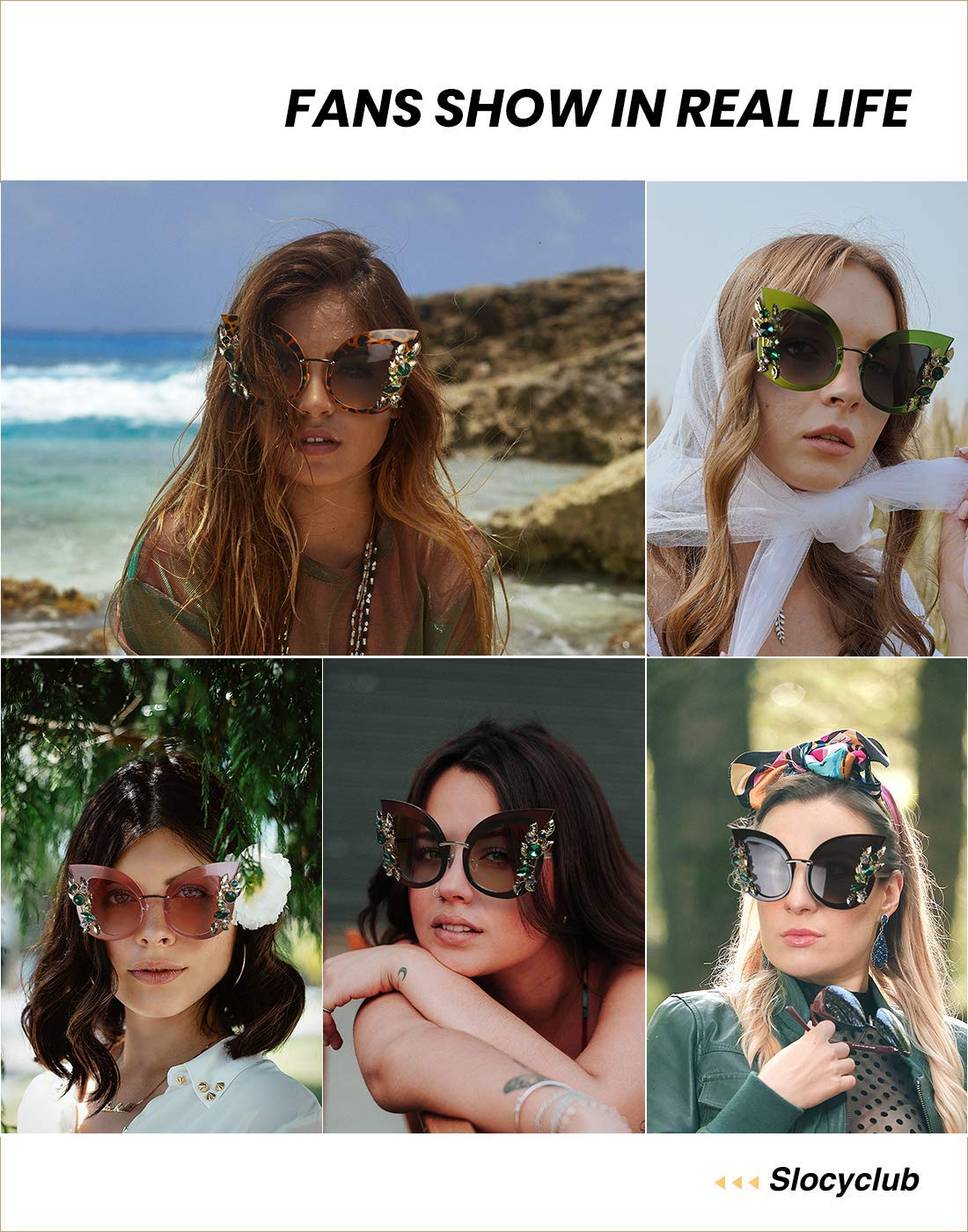 Slocyclub Jeweled Sunglasses for Women - Funky Butterfly Shaped Oversized Rhinestone Sunglasses | Trendy Fashion Accessory for Summer, Beach, and Party Outfits