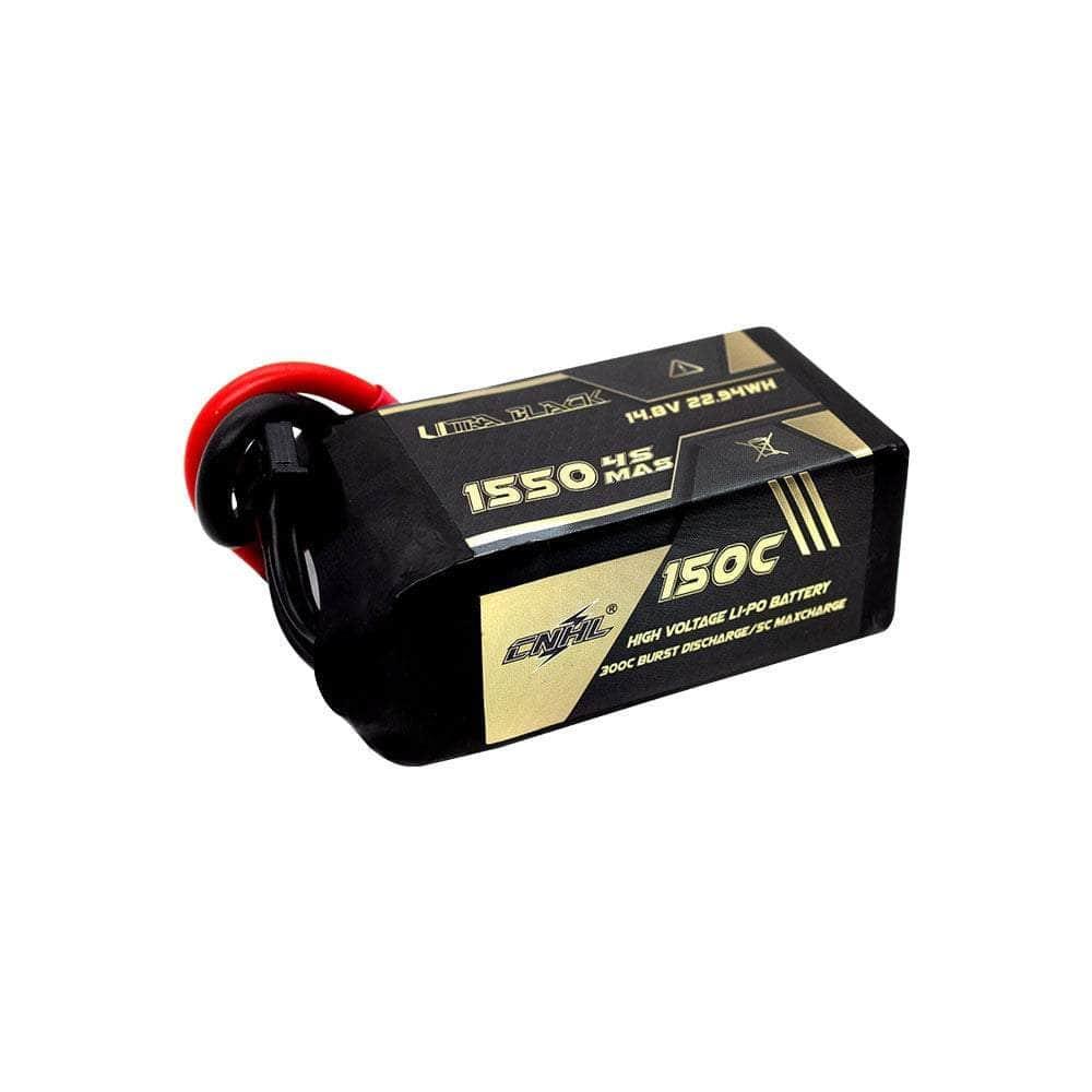 CNHL Ultra Black Series 14.8V 4S 1550mAh 150C LiPo Battery with XT60 Connector - High Performance RC Drone & Airplane Battery for FPV Racing and Aerial Photography