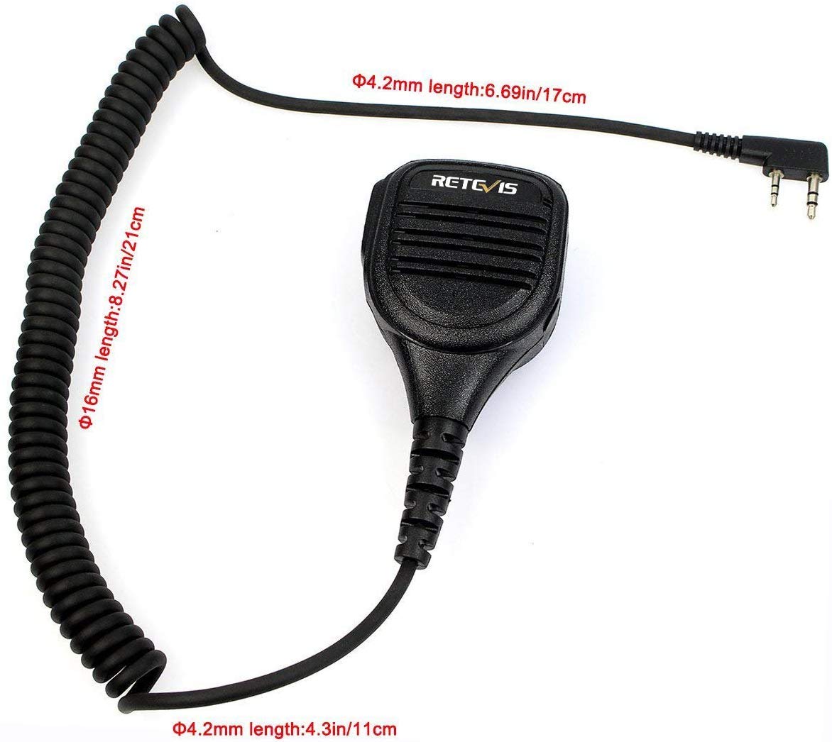 Retevis 2 Pin Remote Speaker Mic for Baofeng 888S UV-5R Kenwood Two Way Radios - Compatible with Retevis H-777 RT27 RT22 RT15 RT19 RB17 RT17 RT67 (1 Pack) - Perfect for Outdoor Adventures, Construction Sites & Emergency Communication