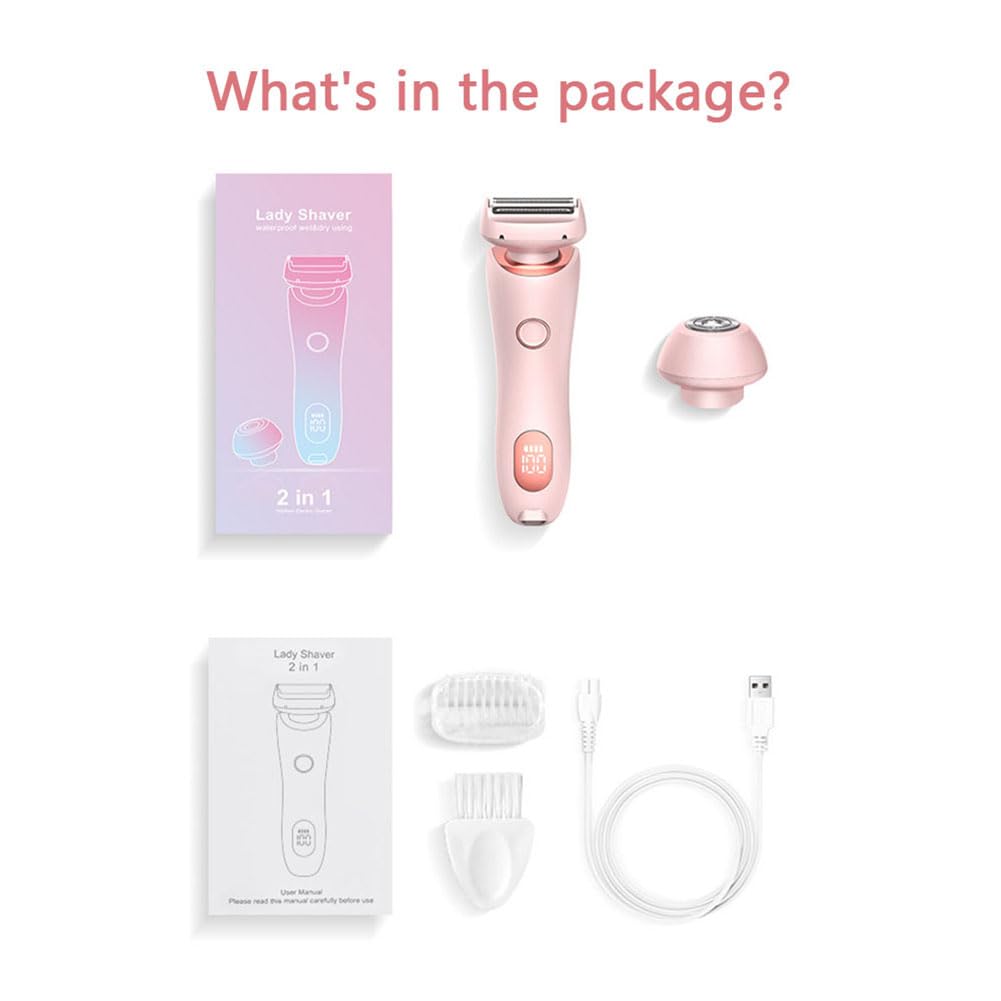 Premium Women's Electric Shaver - 2-in-1 Dual Head Wet/Dry Razor for Smooth Full Body Shaving | Rechargeable & Removable Head (Blue) | Perfect for Legs, Underarms & Bikini Line