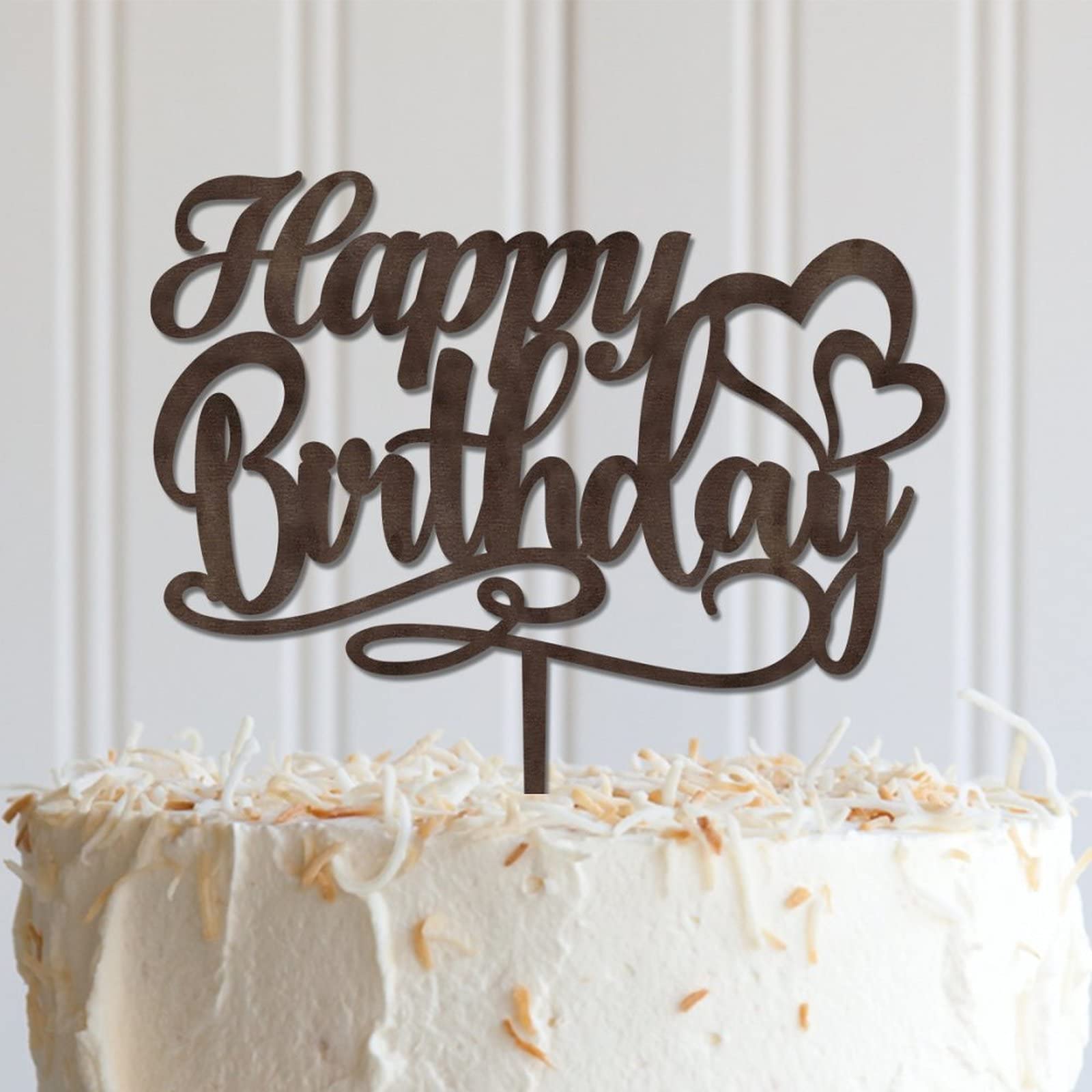 Custom Happy Birthday Wooden Cake Topper - Classic Brown Cake Decorations for Children & Adults - Personalized Name Cake Topper for Birthday Parties, Anniversaries, Baby Showers, Baptisms & Gender Reveal Celebrations | Perfect for Any Age Celebration