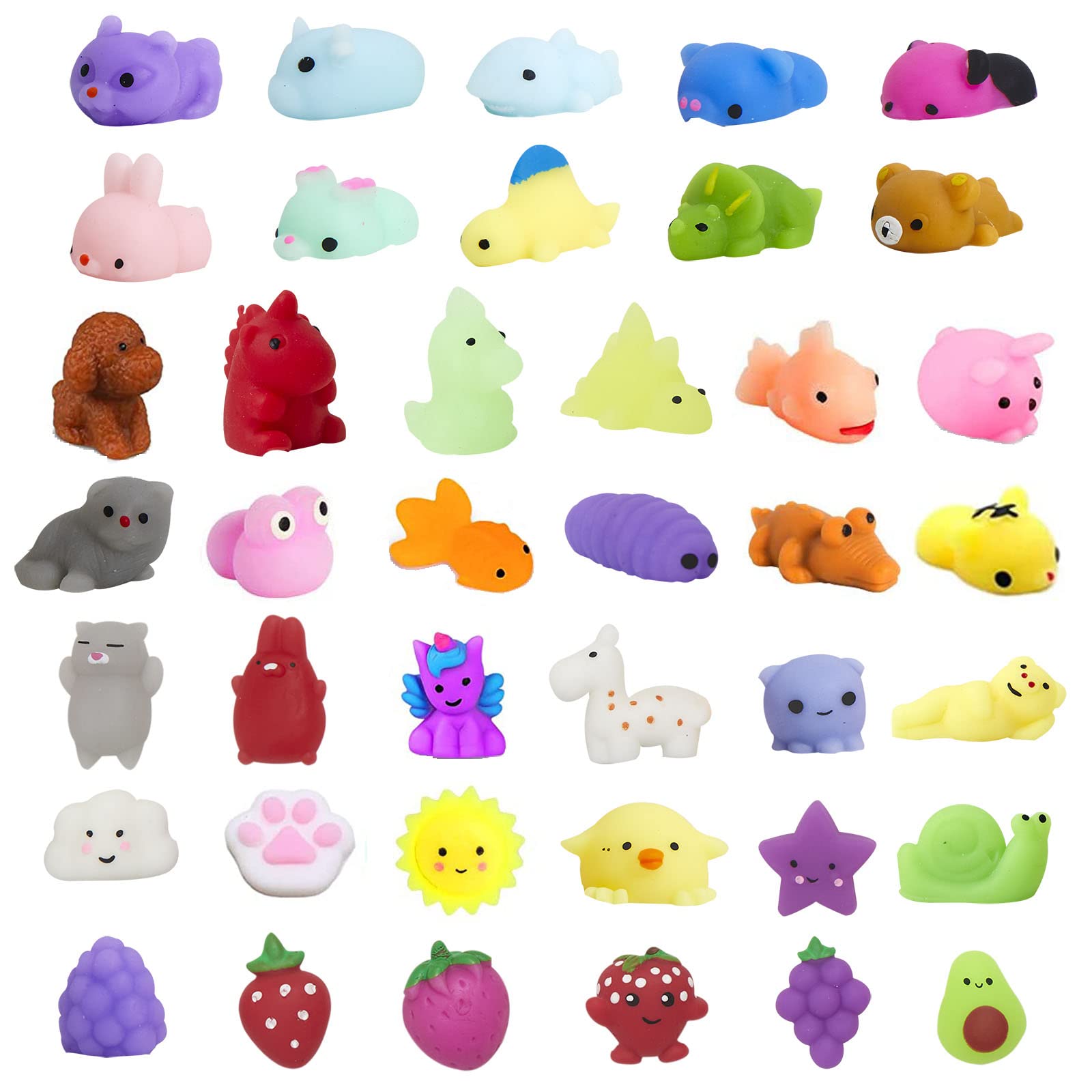 40Pcs Mochi Squishy Toys for Kids & Adults - Cute Animal Stress Relief Squishies, Party Favors, Classroom Prizes, Birthday Gifts for Girls & Boys (Random Style) - Perfect for Sensory Play, Anxiety Relief & Fun Party Giveaways