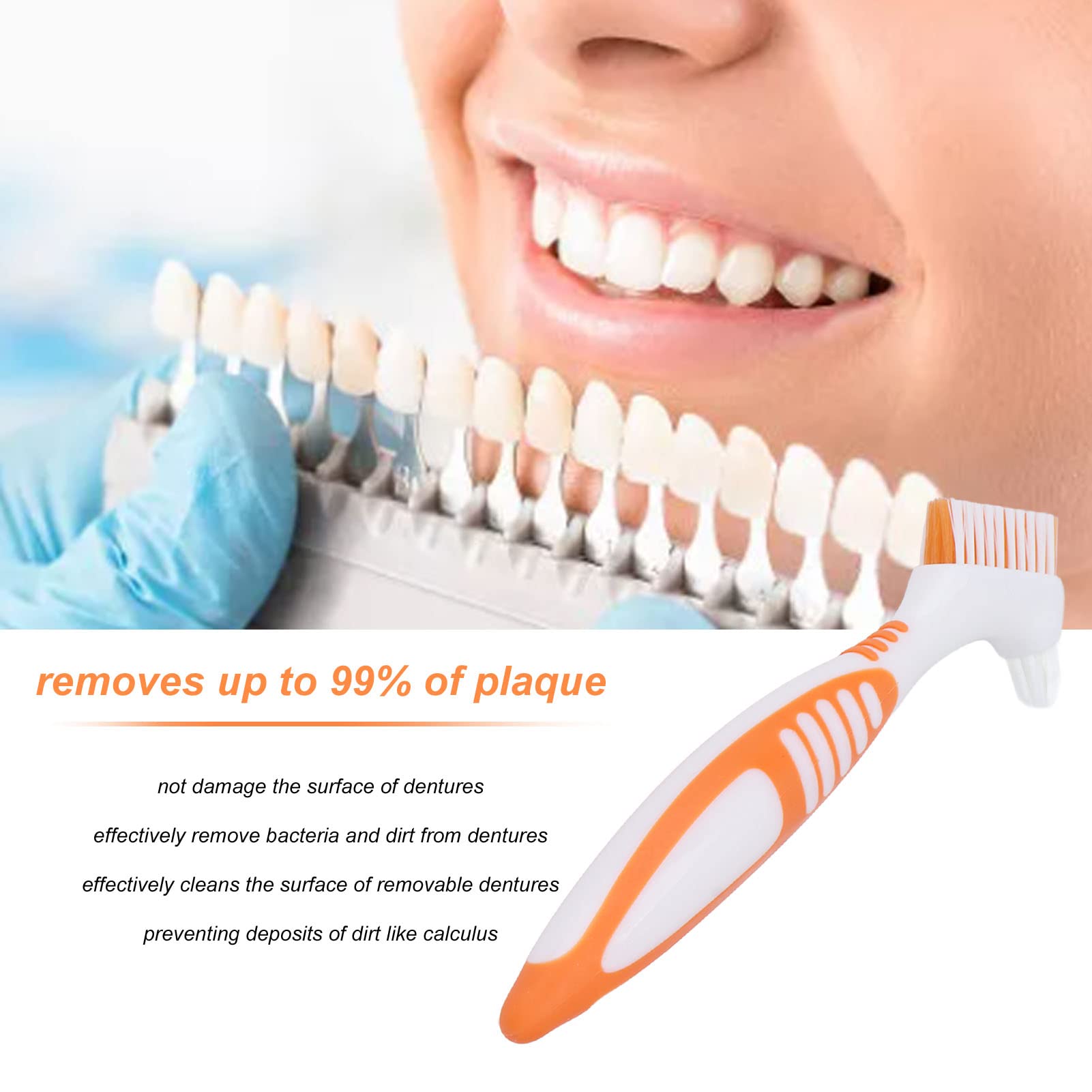 Premium Denture Cleaning Brush Set - Gentle False Teeth Cleaner & Denture Care Kit for Daily Oral Hygiene | Ideal for Dentures, Partials & Dental Appliances at Home or Travel