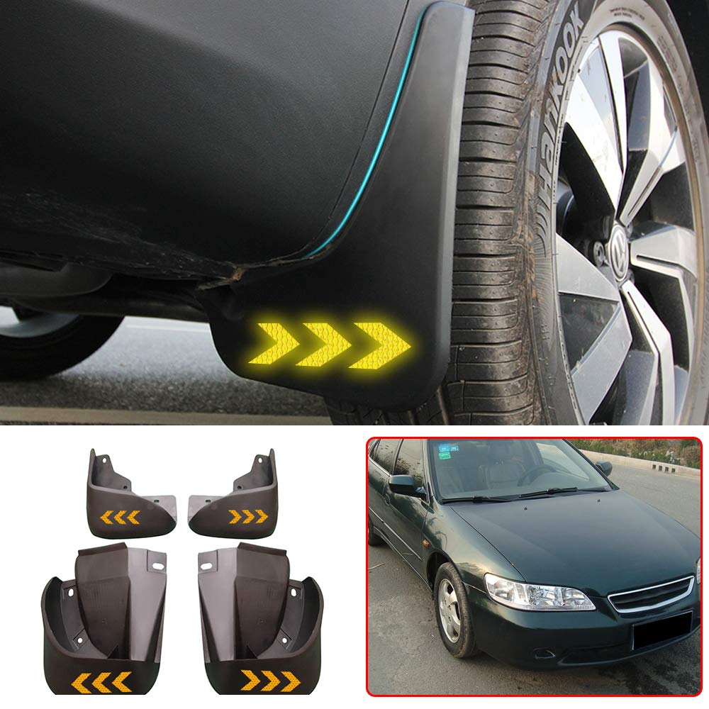 Upgraded Car Mud Guards Splash Guards for Honda Accord 6th Gen 1996-2002 - Front & Rear Wheel Accessories, Styling & Body Fittings (4Pcs, Arrow Yellow) - Perfect for Off-Roading, Rainy Weather & Road Protection