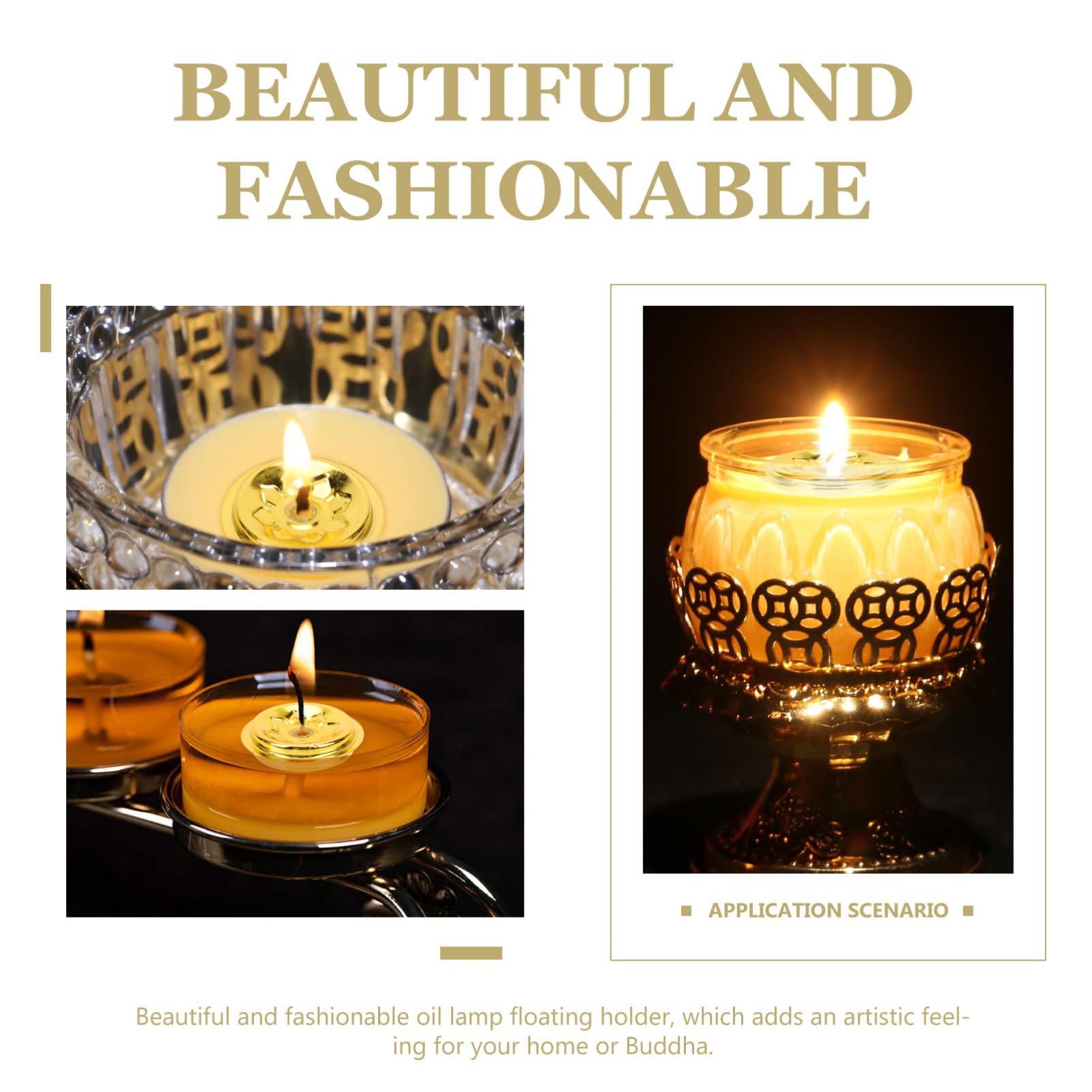 10pcs Butter Lamp Holders for Buddha Oil Lamps - Floating Wick Holders with Lotus Design - Buddhist Altar Accessories for Meditation, Prayer & Home Decoration