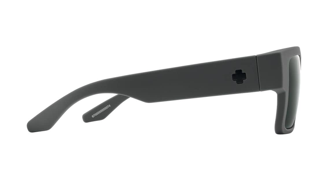 Spy Cyrus Polarized Sunglasses - Soft Matte Dark Gray Frame with Happy Lens + Hard Case | UV Protection for Driving, Fishing & Outdoor Activities