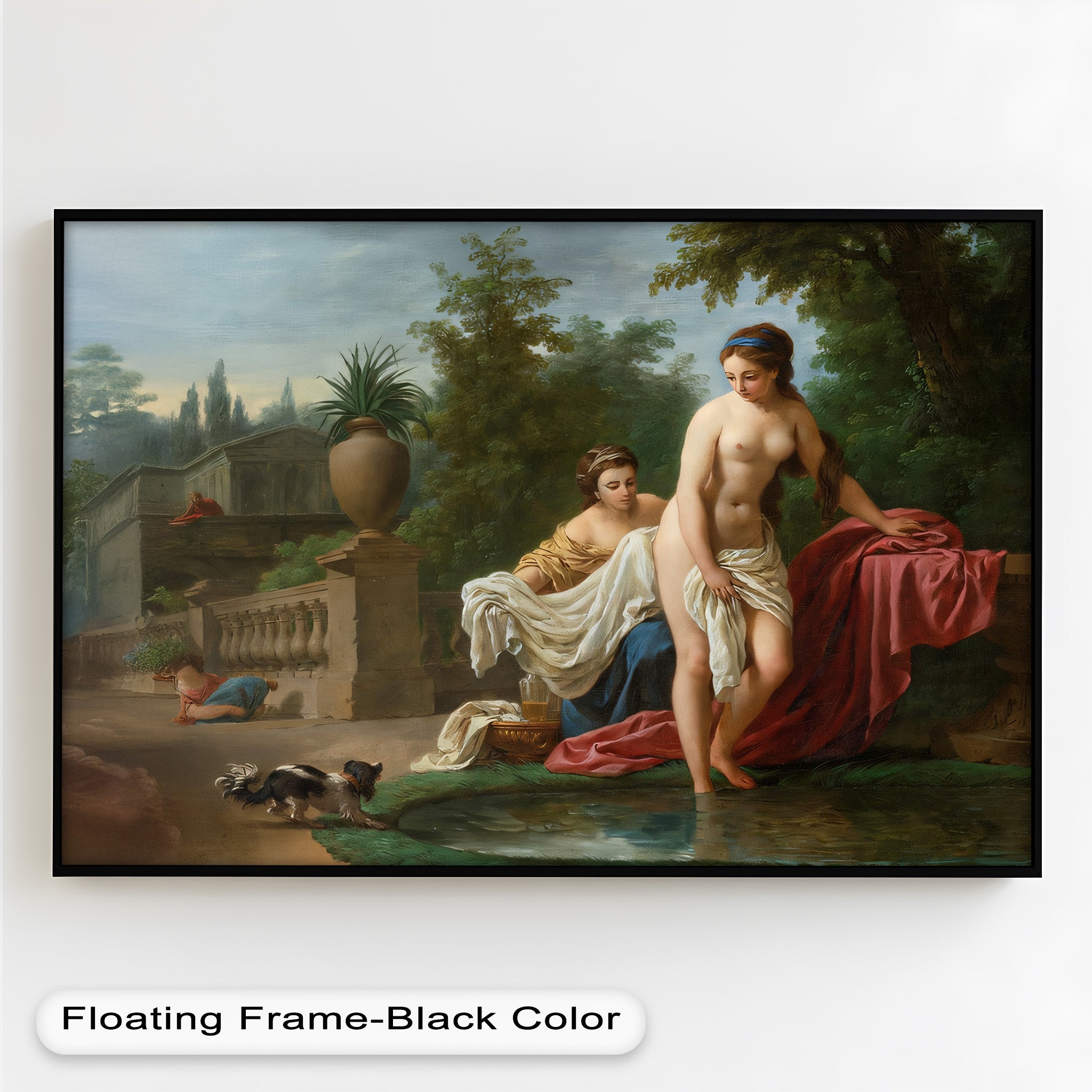 Neoclassical Elegance Oil Painting - Garden Bathing Scene Artwork for Home Decor & Living Room Wall Art