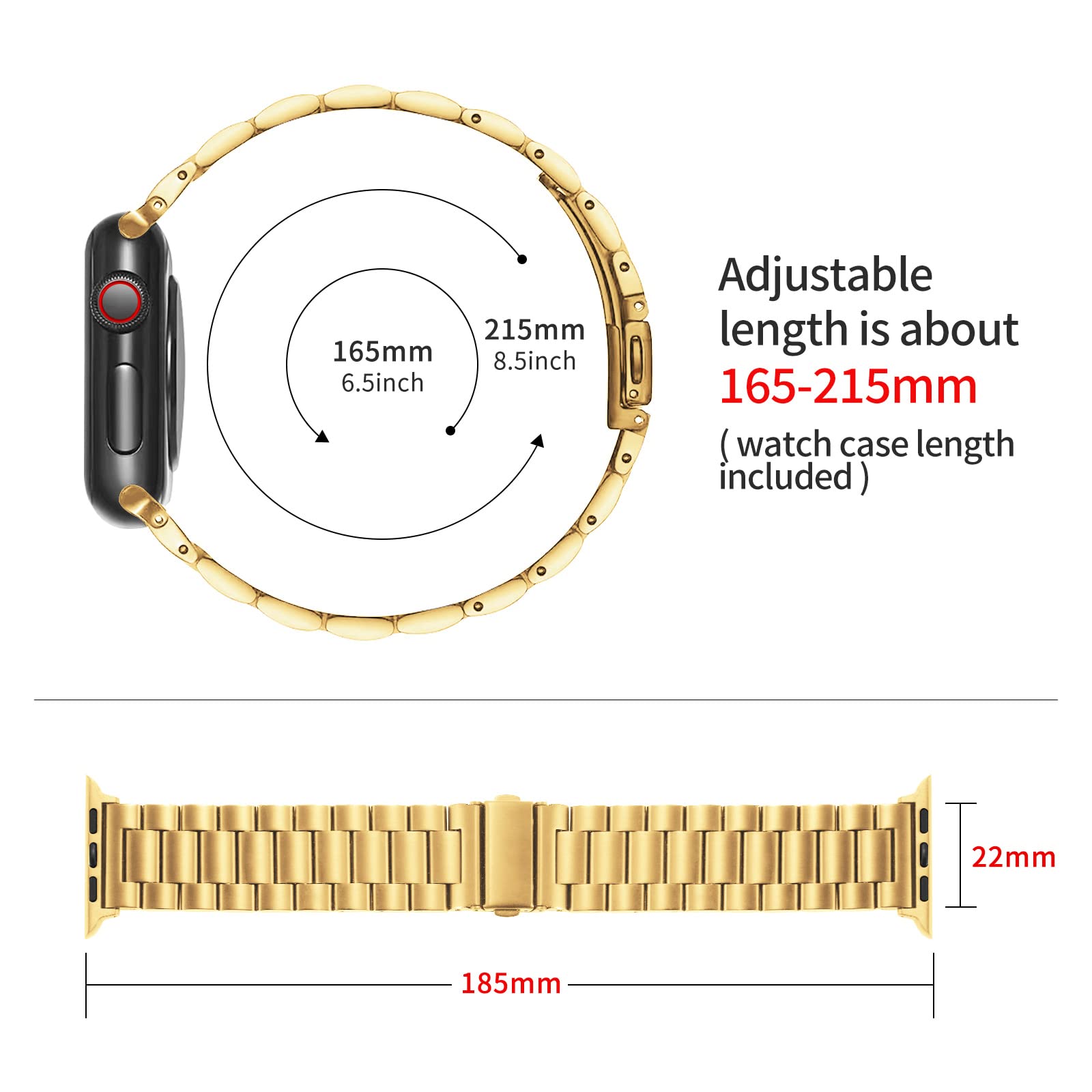 Premium Matte Metal Apple Watch Band - Compatible with 44mm 45mm 40mm 41mm iWatch Series 8/7/SE2/SE/6/5/4 - Durable Stainless Steel Strap for Men & Women - Perfect for Workouts, Office & Everyday Wear