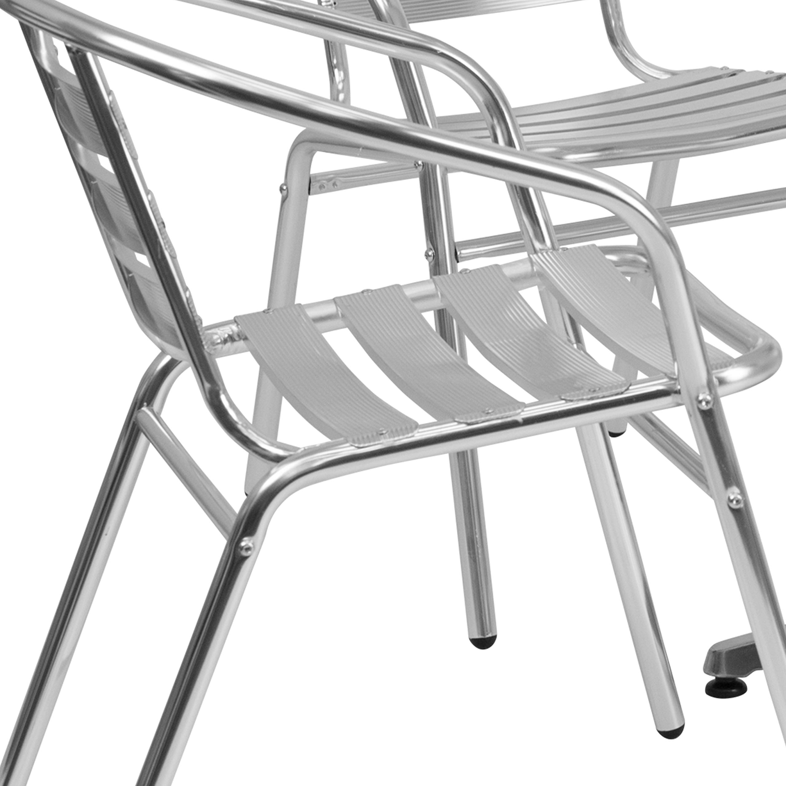 Flash Furniture 31.5'' Square Aluminum Patio Dining Table Set with 4 Slat Back Chairs - Outdoor & Indoor Use for Backyard, Garden, Poolside & Balcony
