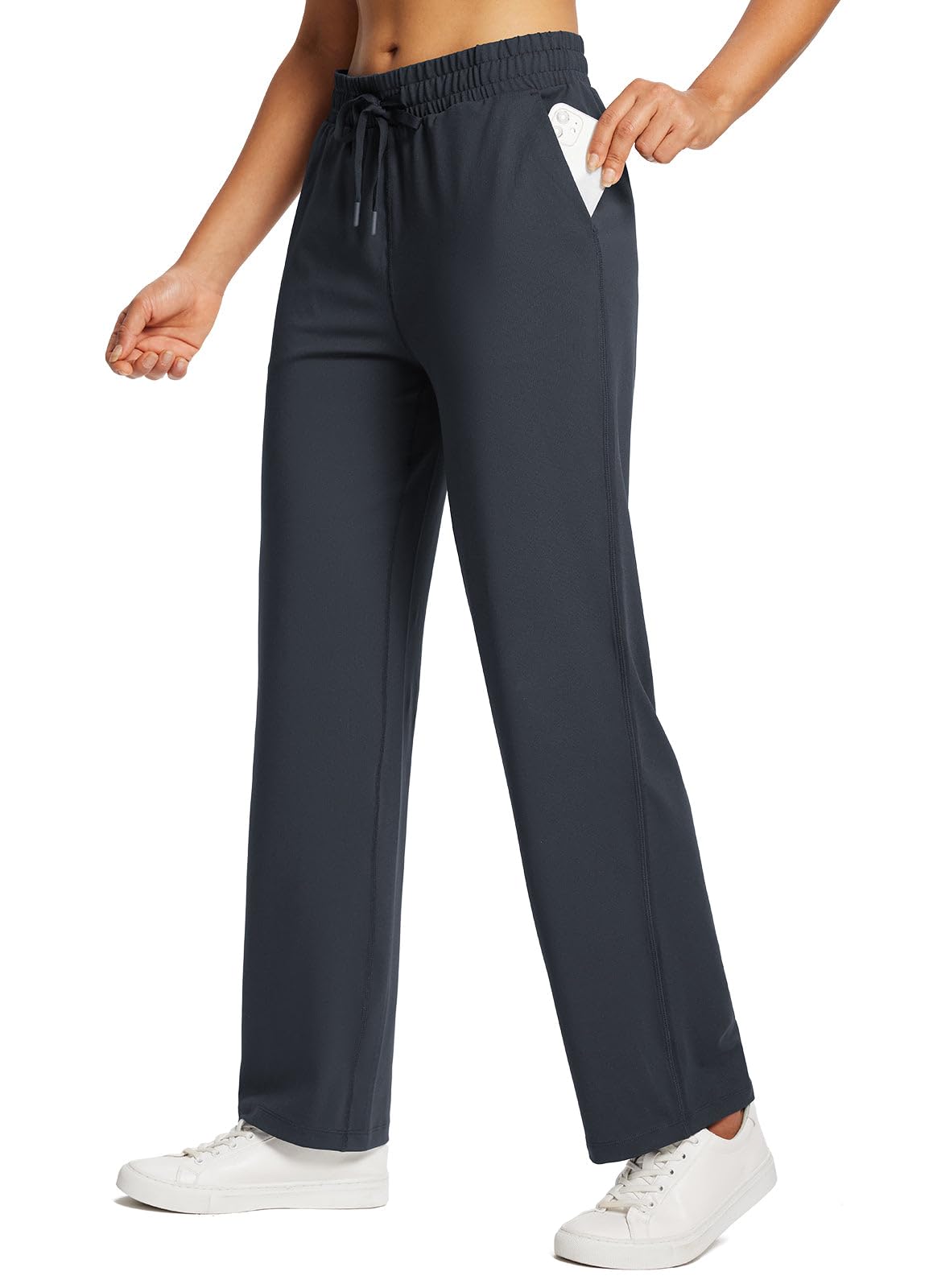 BALEAF Women's Straight Leg Sweatpants - Wide Leg Athletic Lounge Pants with Pockets, Stretchy & Soft Fabric for Workout, Yoga, Running - Black (Plus Size Options) - Perfect for Gym, Travel & Casual Wear