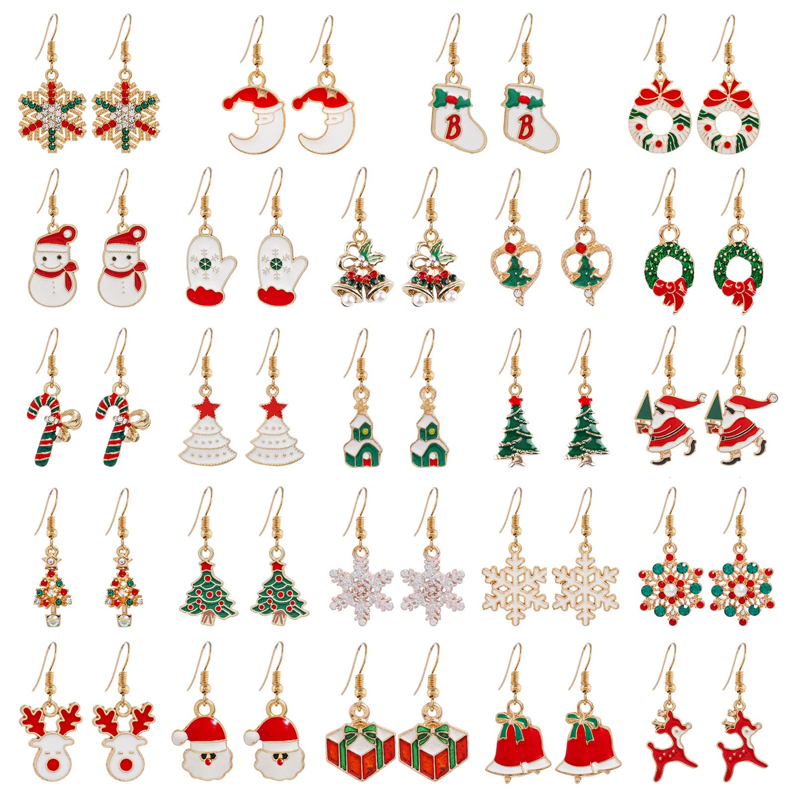 24 Pairs Christmas Earrings for Women - Holiday Drop Dangle Earrings Set, Xmas Jewelry Gift for Women & Girls | Perfect for Christmas Parties, Gift Exchanges & Festive Outfits