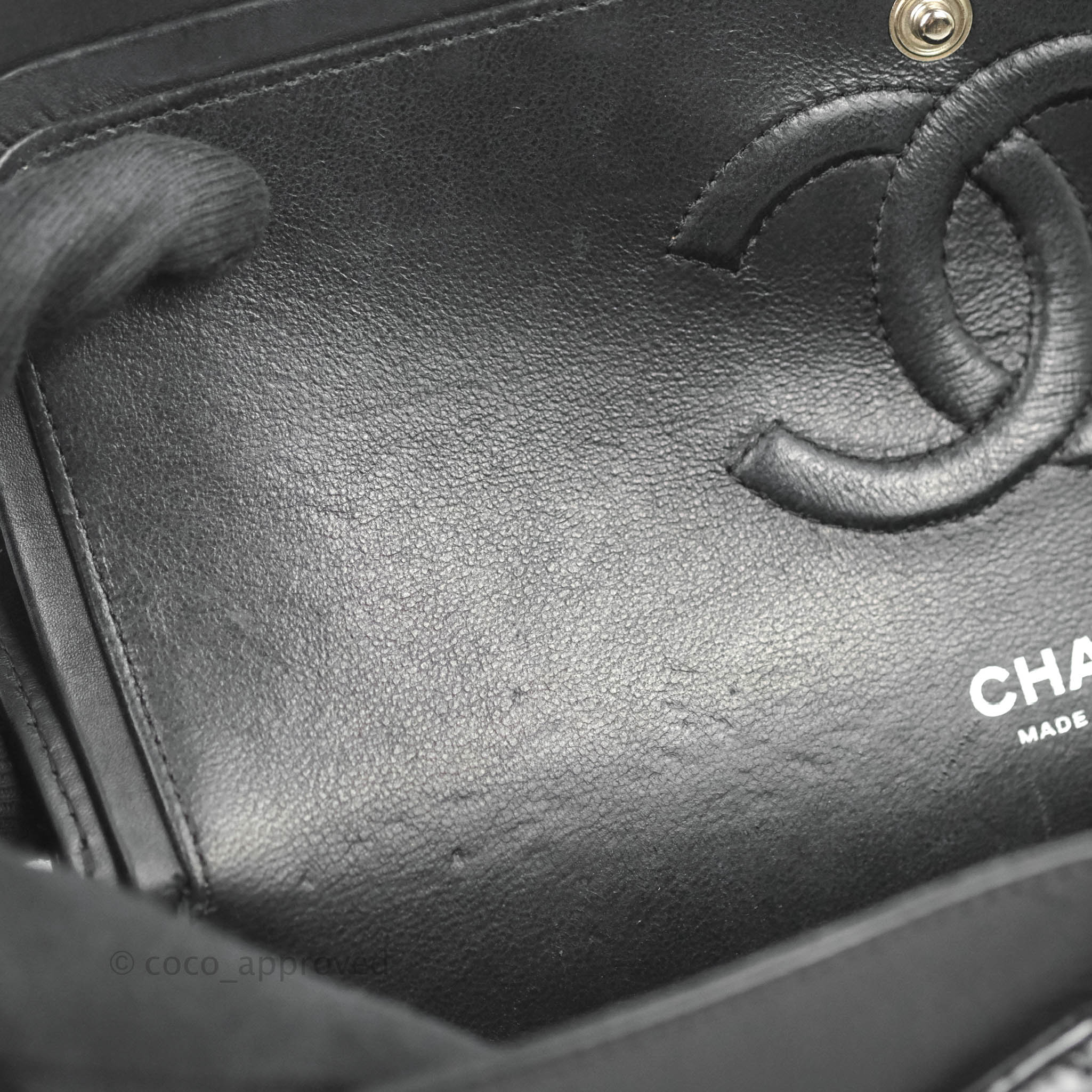 Chanel Classic M/L Medium Chevron Double Flap Bag - Black Patent Leather with Silver Hardware | Luxury Handbag for Women, Perfect for Parties, Work & Evening Events