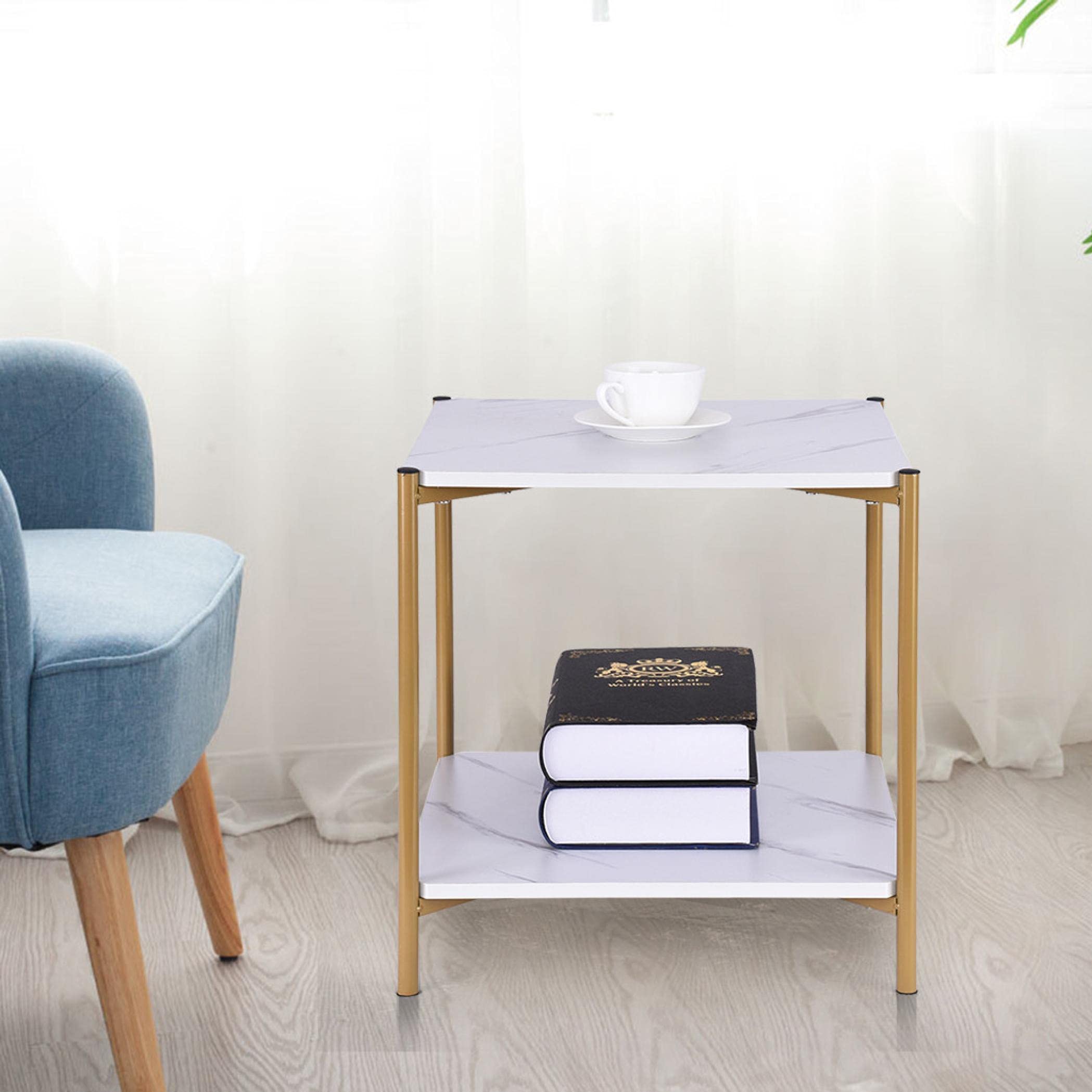 Modern 2-Tier Square Nightstand End Table Set of 1 - Stylish Small Side Table for Living Room, Bedroom & Office - Perfect as Sofa Table, Coffee Table or Bedside Table - Fast US Shipping