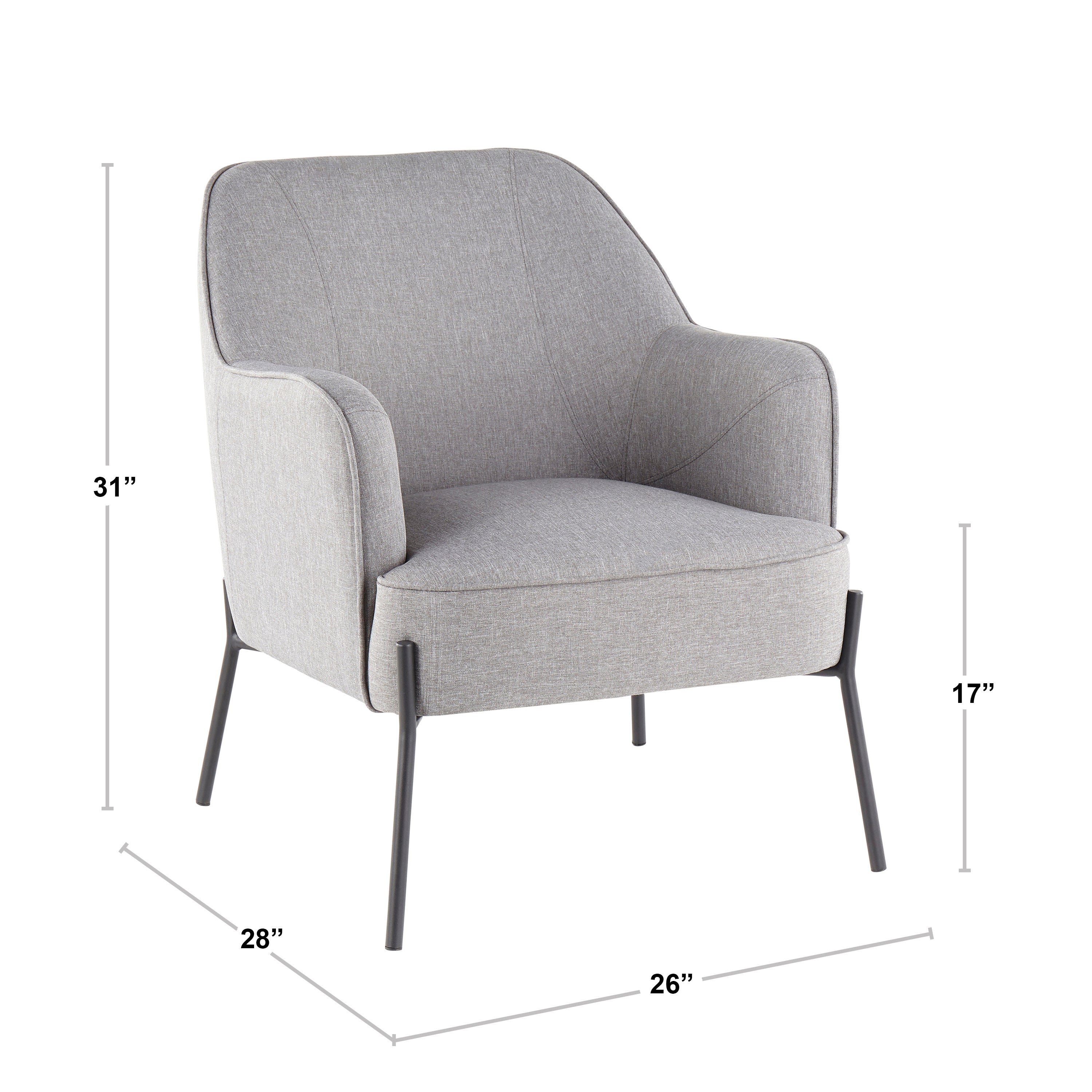 LumiSource Daniella Contemporary Accent Chair - Black Metal Frame with Camel Faux Leather Upholstery - Perfect for Living Room, Office or Bedroom Decor