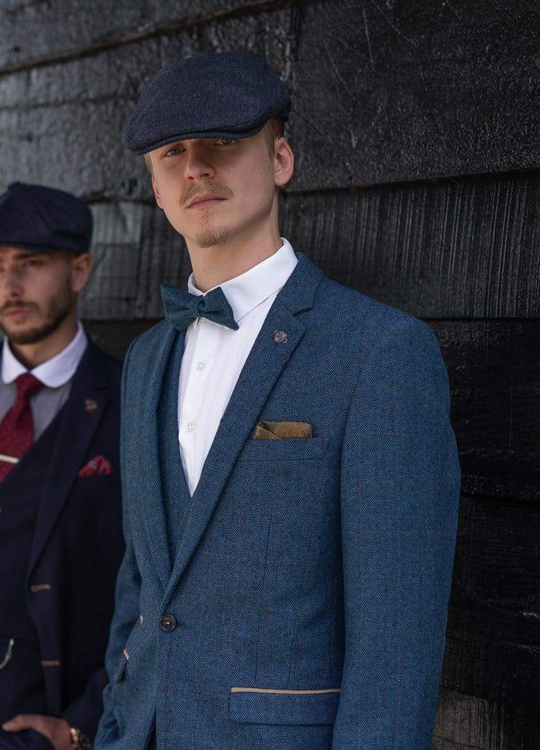 Marc Darcy Dion Teal Blue Tweed Slim Fit Wedding 3 Piece Suit for Groom, Best Man & Formal Events - Perfect for Weddings, Prom & Special Occasions