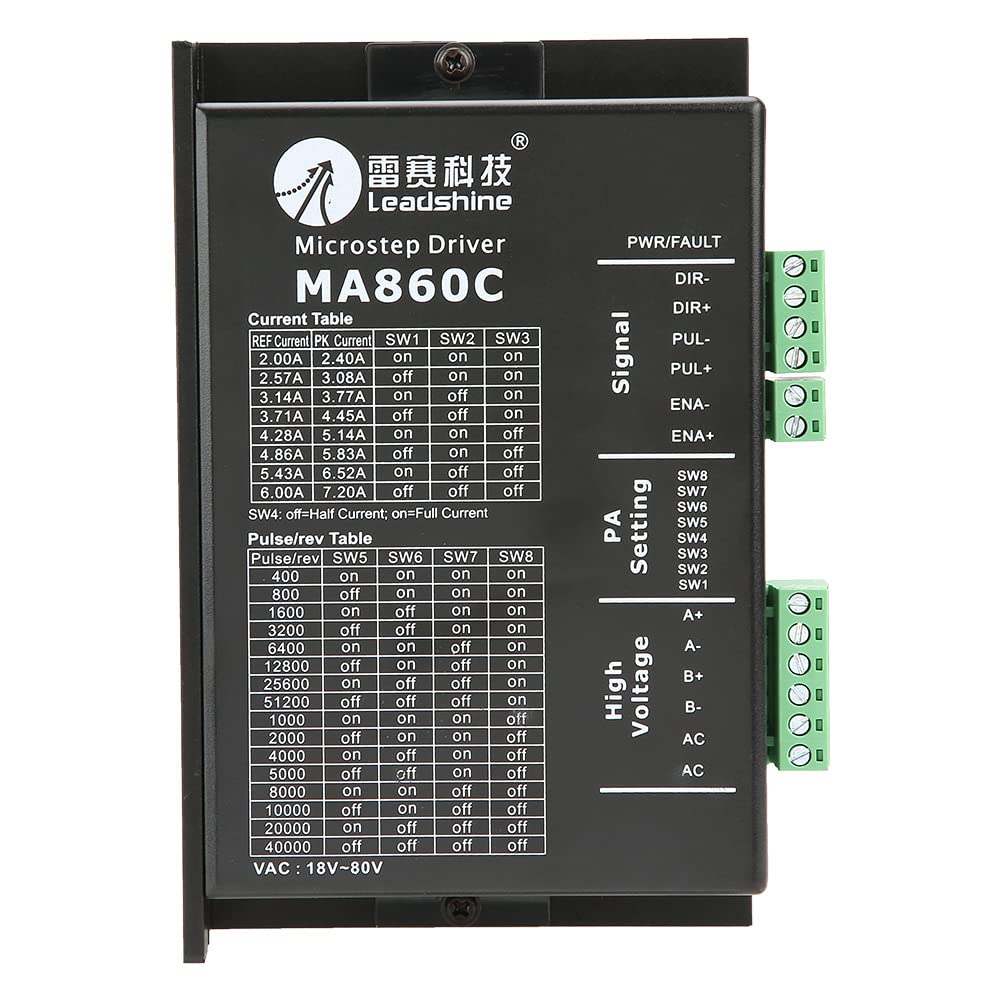 MA860C 2 Phase Stepper Motor Driver for CNC Machines - NEMA34 86 Motor Controller with 18-80VAC Input - Perfect for CNC Routers, 3D Printers & Industrial Automation