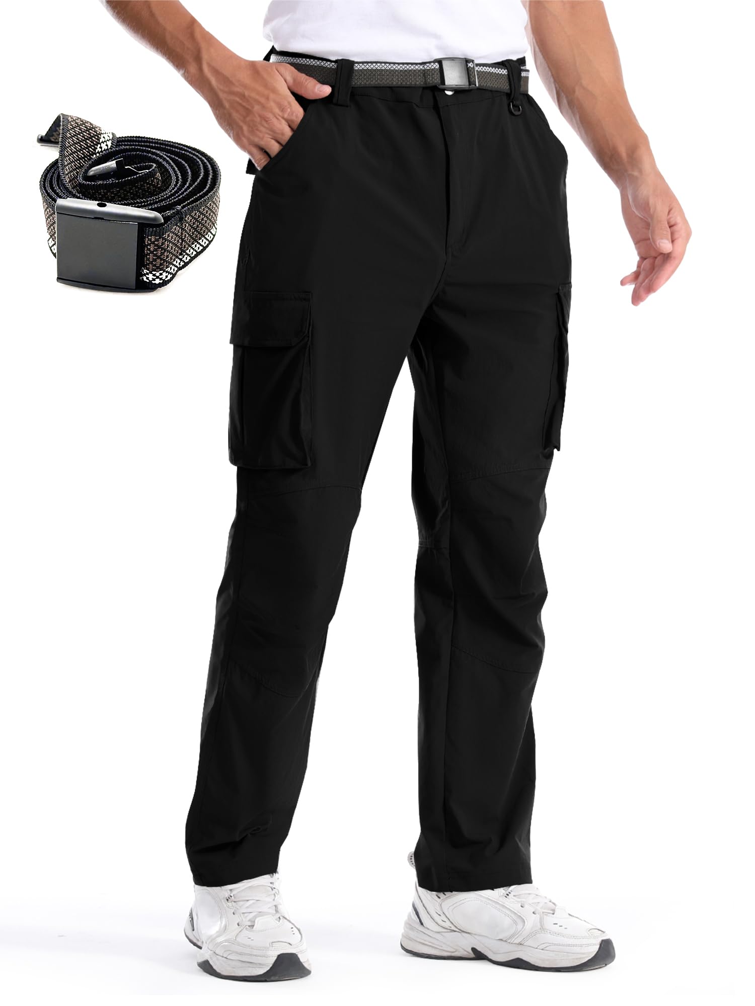 Men's Quick-Dry Cargo Pants - Lightweight Hiking & Travel Pants with Belt Loops & Multiple Pockets - Outdoor, Camping, Work & Everyday Wear - Comfortable & Durable for Active Lifestyles