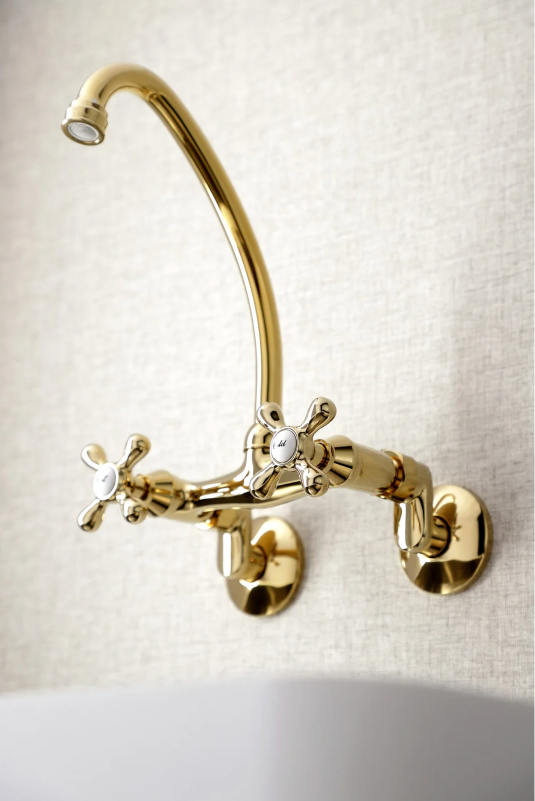 Stainless Steel Cross Handle Wall Mount Kitchen Faucet with Adjustable Centers - Perfect for Farmhouse, RV, and Outdoor Sink Installations