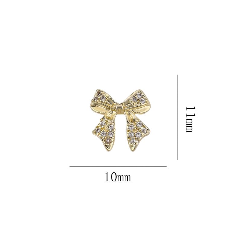 10Pcs 3D Gold Bow Nail Charms - Alloy Nail Art Decorations, Shiny Plating Cute Bow Knot Charms for Acrylic Nails, DIY Nail Art Supplies - Perfect for Manicures, Nail Salons & Party Nail Designs