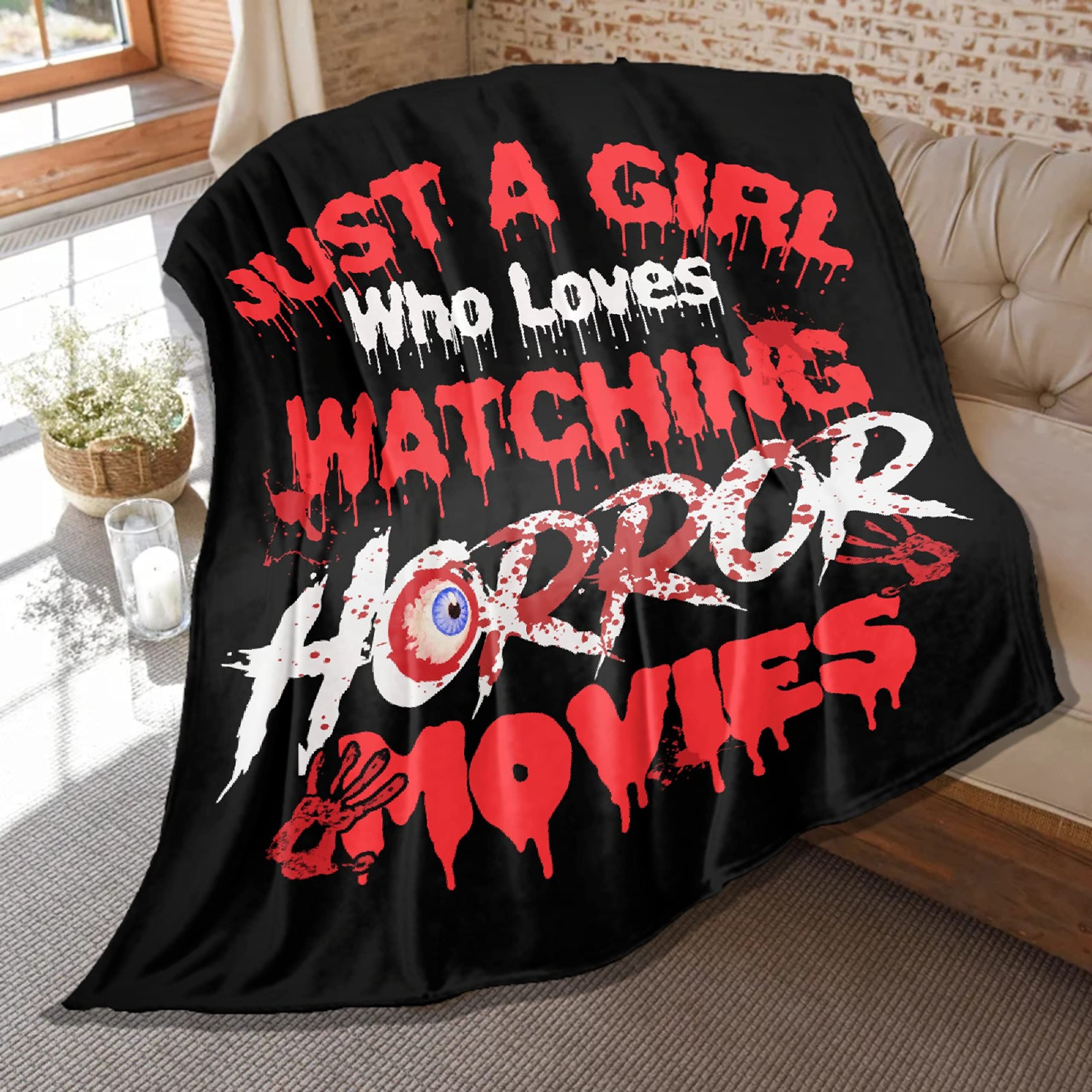 Horror Movie Lover's Plush Throw Blanket - Lightweight Air Conditioner Quilt for Women & Men - Extra Large 120x90 Inch - Perfect for Couch, Bed, Sofa & Movie Nights - Horror Themed Home Decor Gift for Halloween & Scary Film Fans