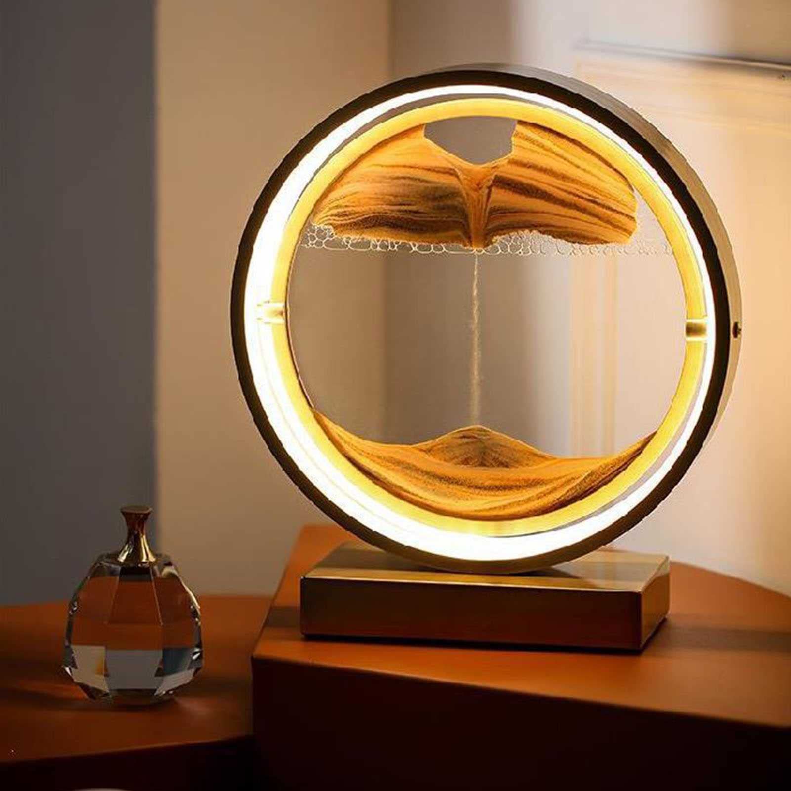 3D Quicksand Painting LED Table Lamp - Hourglass Sand Art Light with 3 Color Changing Modes, Modern Home & Office Desk Decoration, Perfect for Bedroom Nightlight, Living Room Ambient Lighting and Gift Giving
