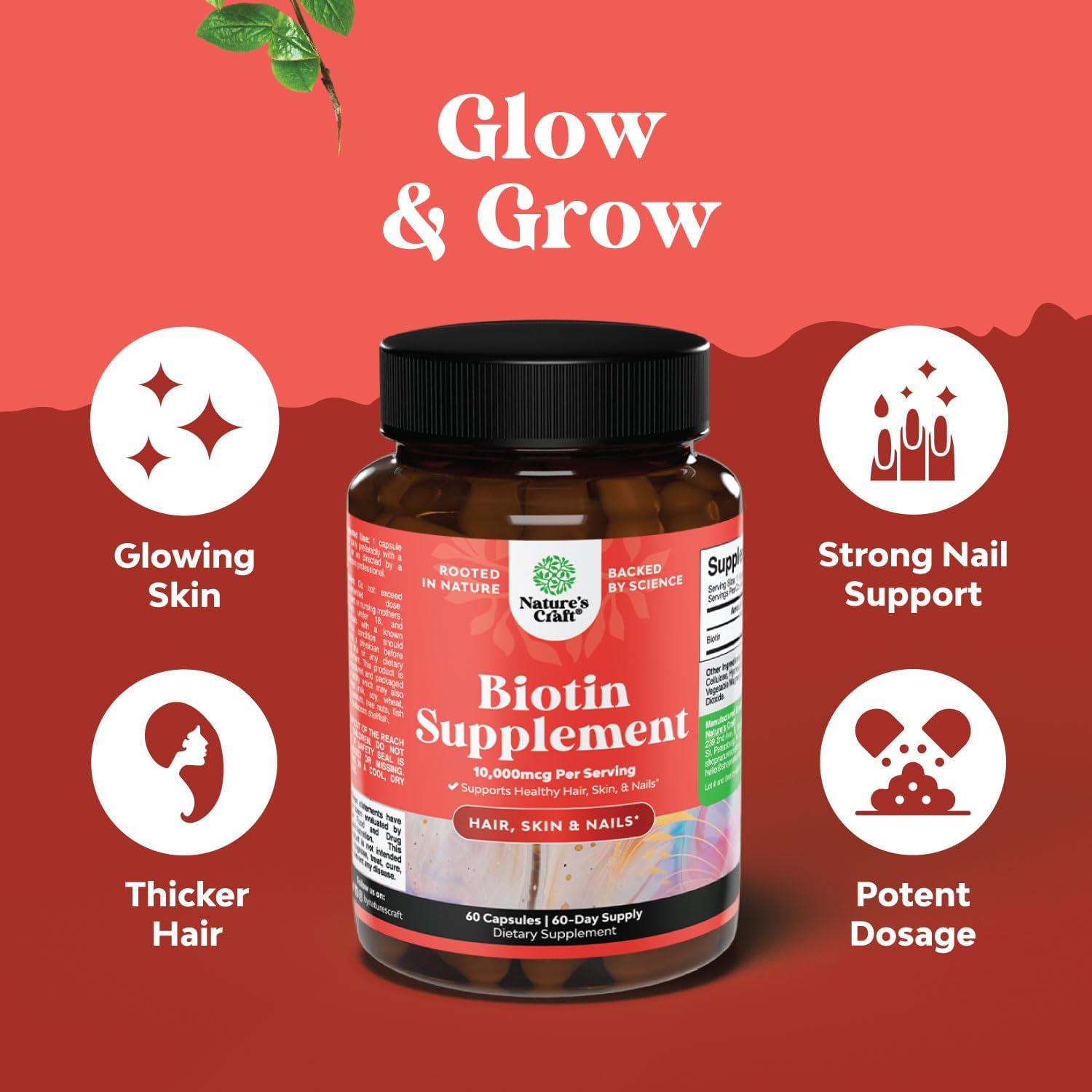 Herbal Menopause Supplement & 10000mcg Biotin Pills for Women & Men - Estrogen Balance Support & Hair Loss Prevention - Natural Vitamins for Hot Flash Relief & Healthy Hair Growth - Perfect for Daily Wellness Routine & Beauty Care