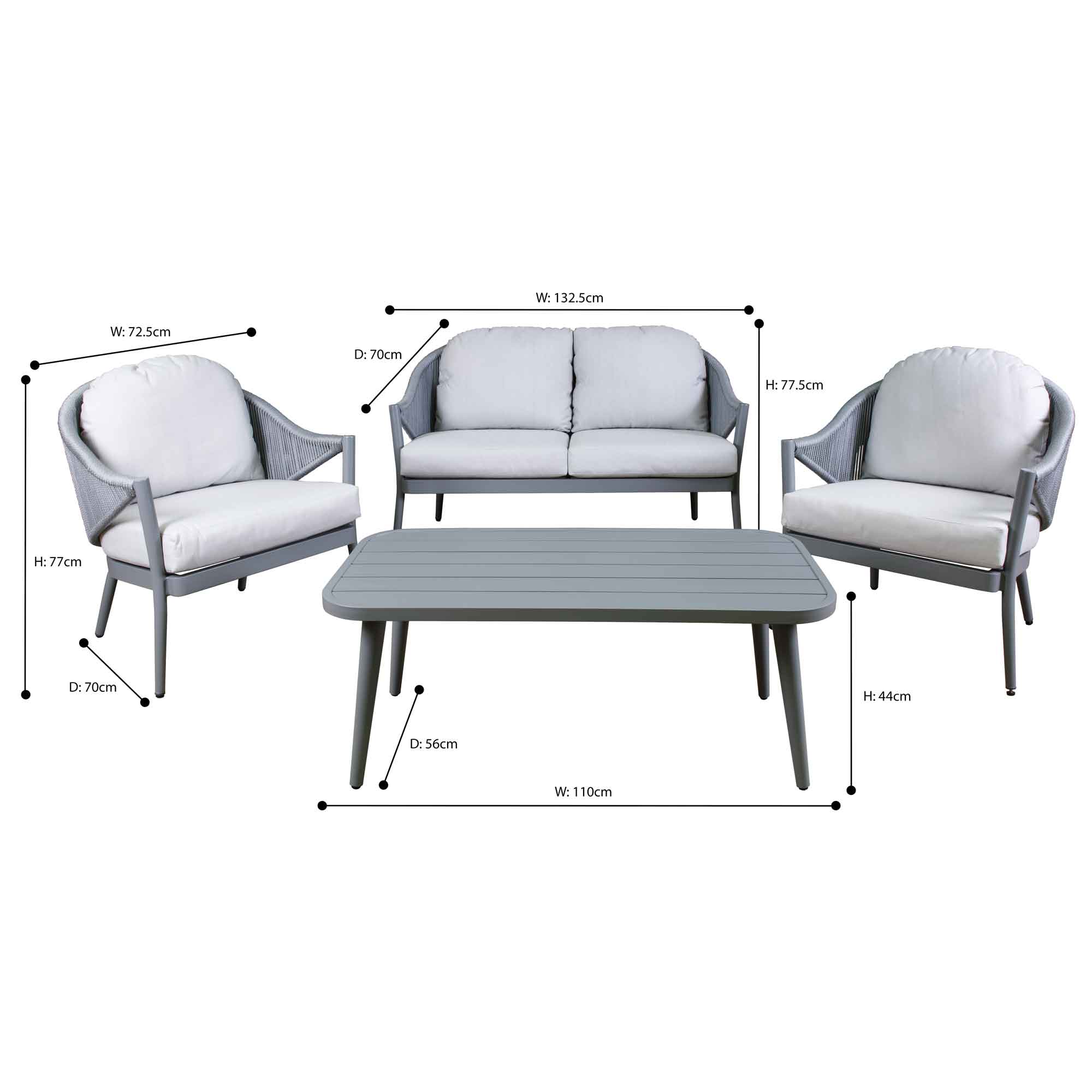 Premium 4-Piece Aluminum Outdoor Patio Sofa Set with Cushions - Modern Grey Weather-Resistant Furniture for Garden, Backyard, Poolside & Deck Relaxation DG59