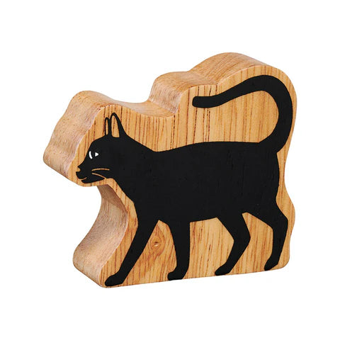 Handcrafted Wooden Black Cat Statue - Elegant Home Decor for Halloween, Christmas & Year-Round Display - Perfect for Shelf, Mantel & Gift Giving