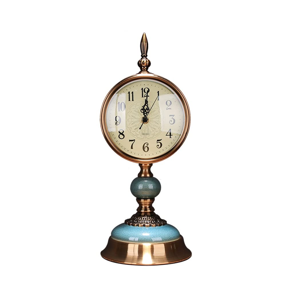 Vintage Ceramic Ice Crack Alarm Clock - Retro Silent Desk Clock for Bedroom, Office & Living Room Decor - Elegant Light Luxury Table Clock for Home, Gift & Decorative Use