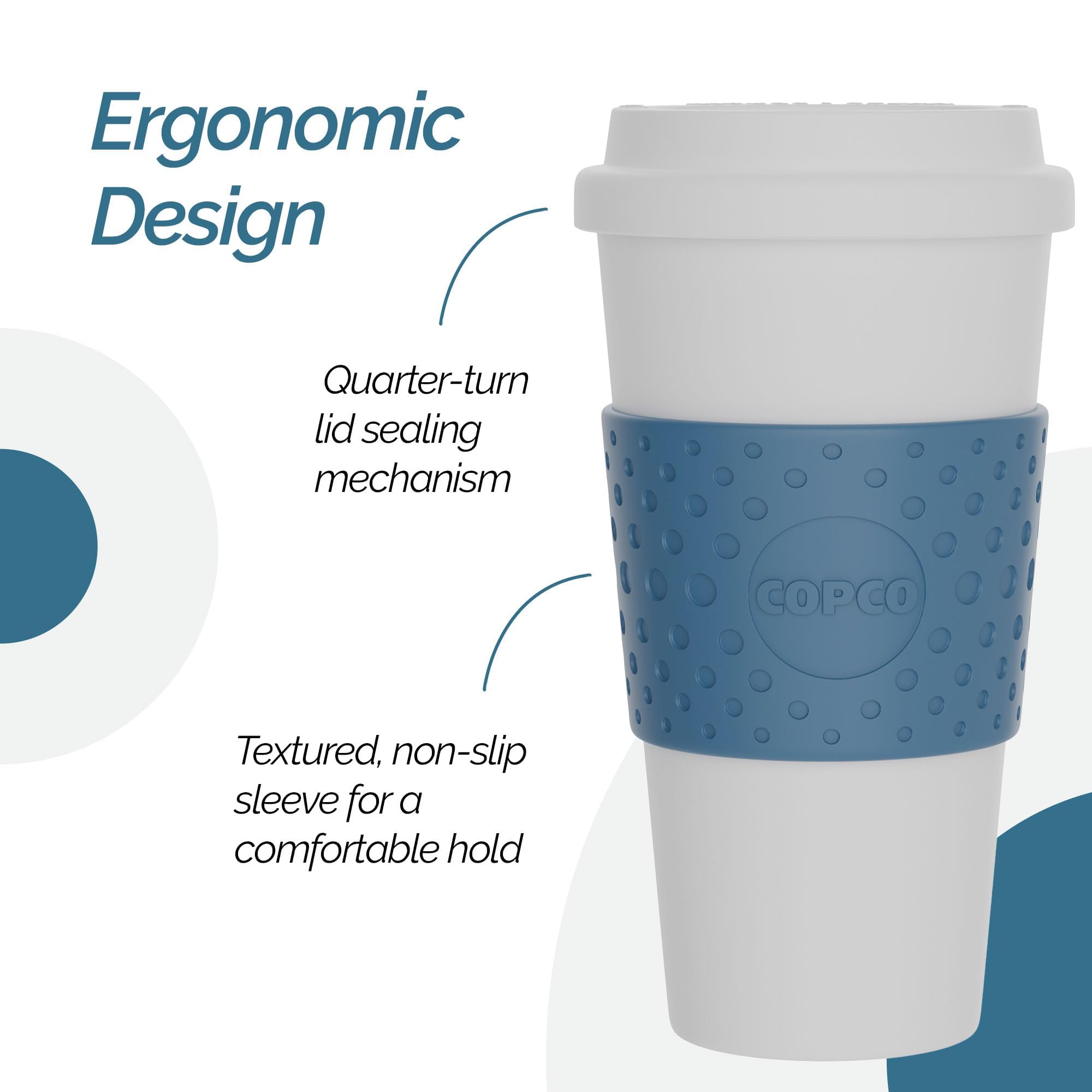 Copco Acadia 16 oz Insulated Travel Mug - BPA-Free Double-Walled Plastic Coffee Tumbler with Leak-Proof Lid - Keeps Hot & Cold Drinks Temperature - Perfect for Commuting, Office, Hiking & Outdoor Activities (Blue)