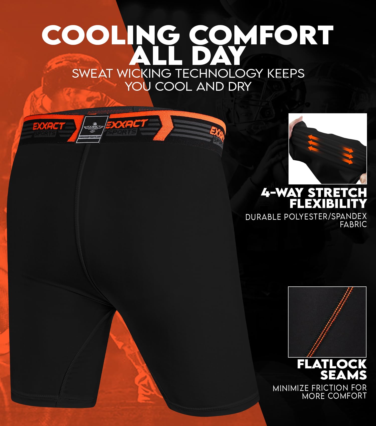 Men's Compression Shorts with Athletic Cup - Baseball, Football, Hockey Underwear for Sports