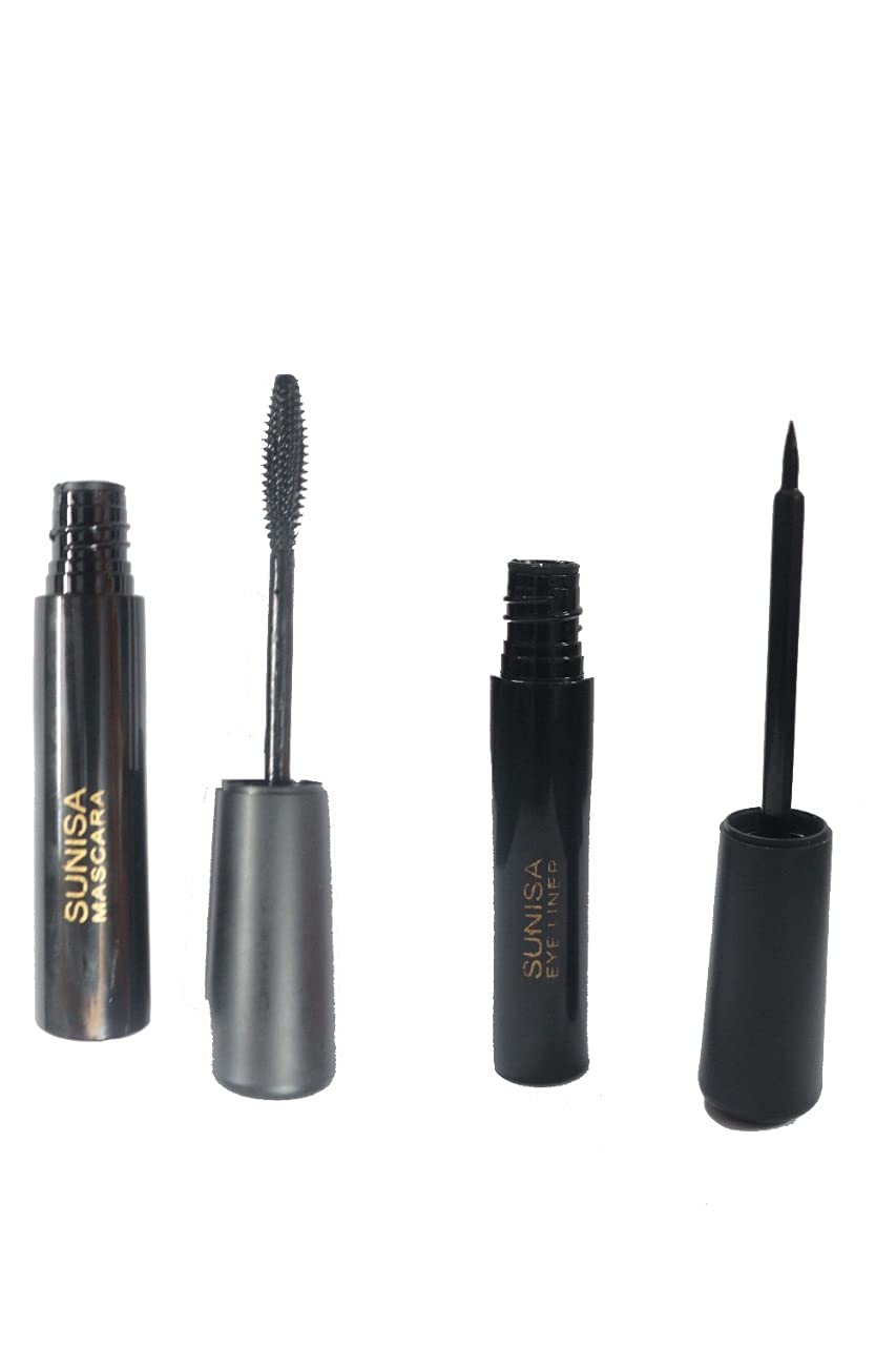 **DATNASAYAD Waterproof Mascara & Eyeliner Set (Black) - 15g Mascara + 7.5g Eyeliner with Natural Herbs - Smudge-Proof, Long-Lasting for Daily Wear, Parties & Special Occasions**