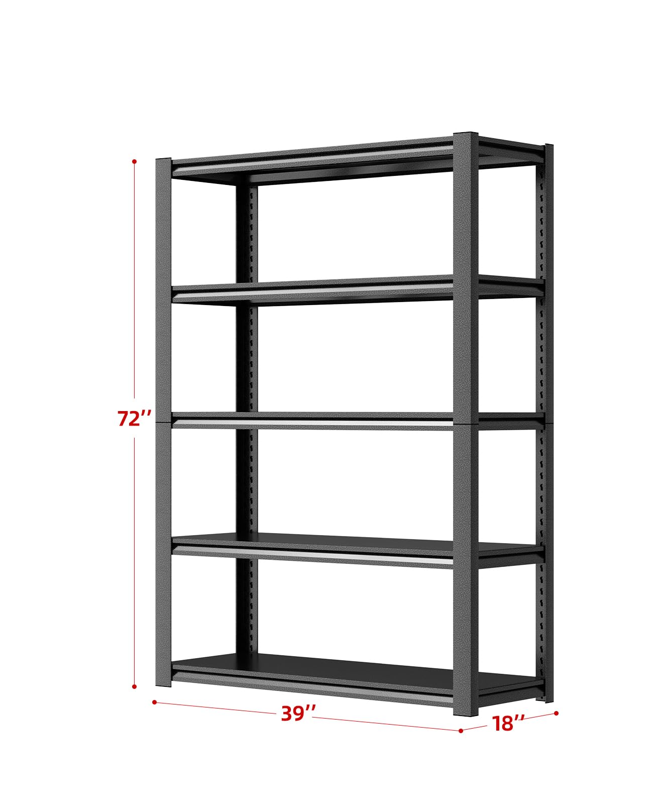 5-Tier Heavy Duty Metal Storage Shelves - 2500 lb Capacity Garage Shelving Unit, Boltless Adjustable Steel Rack for Shed, Basement, Warehouse (18x39x72 Inches) - Perfect for Organizing Tools, Home Storage & Commercial Use