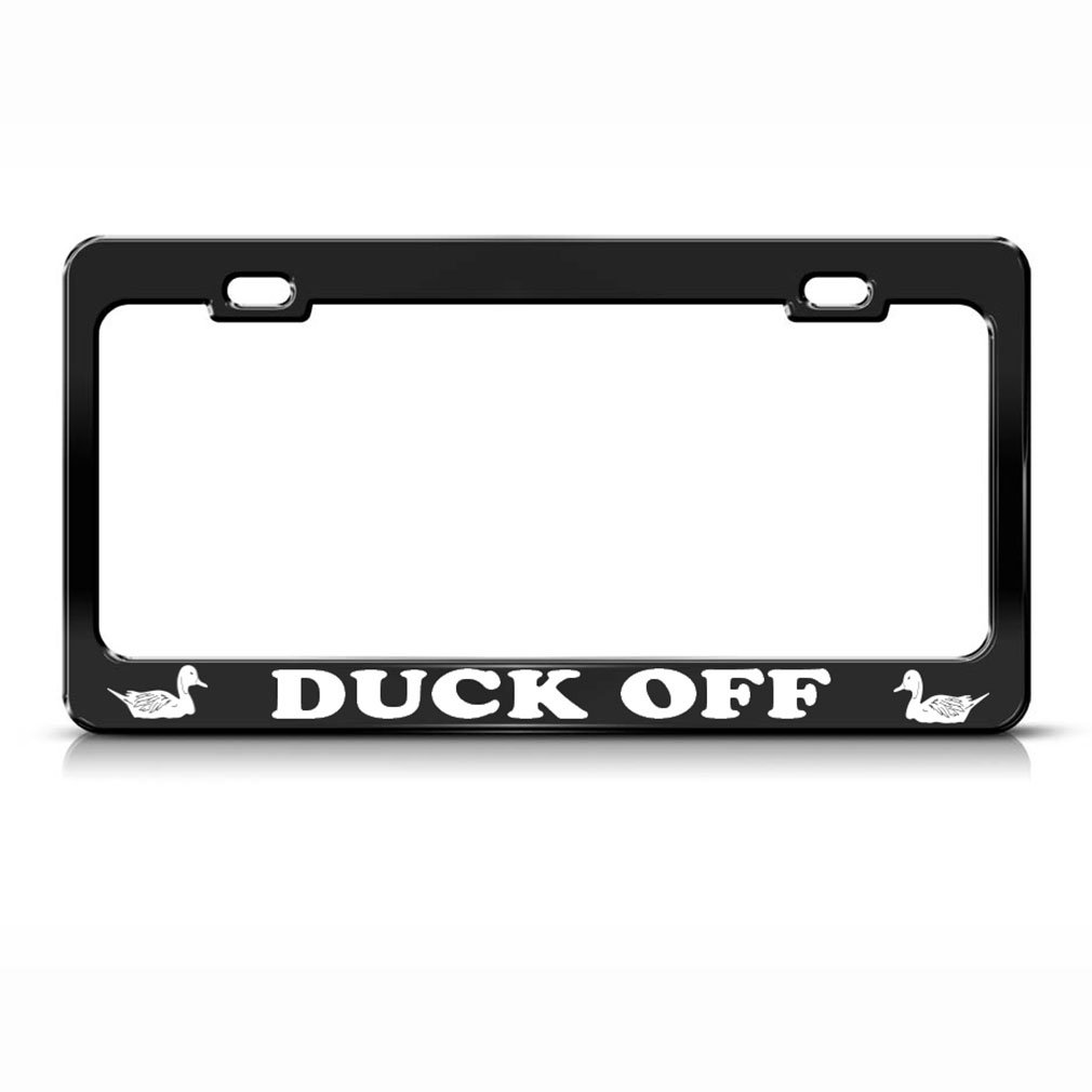 Speedy Pros Metal License Plate Frame - Black Duck Off Hunting Car Accessory with 2 Holes - Durable Auto License Plate Cover for Trucks, SUVs & Cars - Perfect for Off-Road Adventures & Hunting Trips