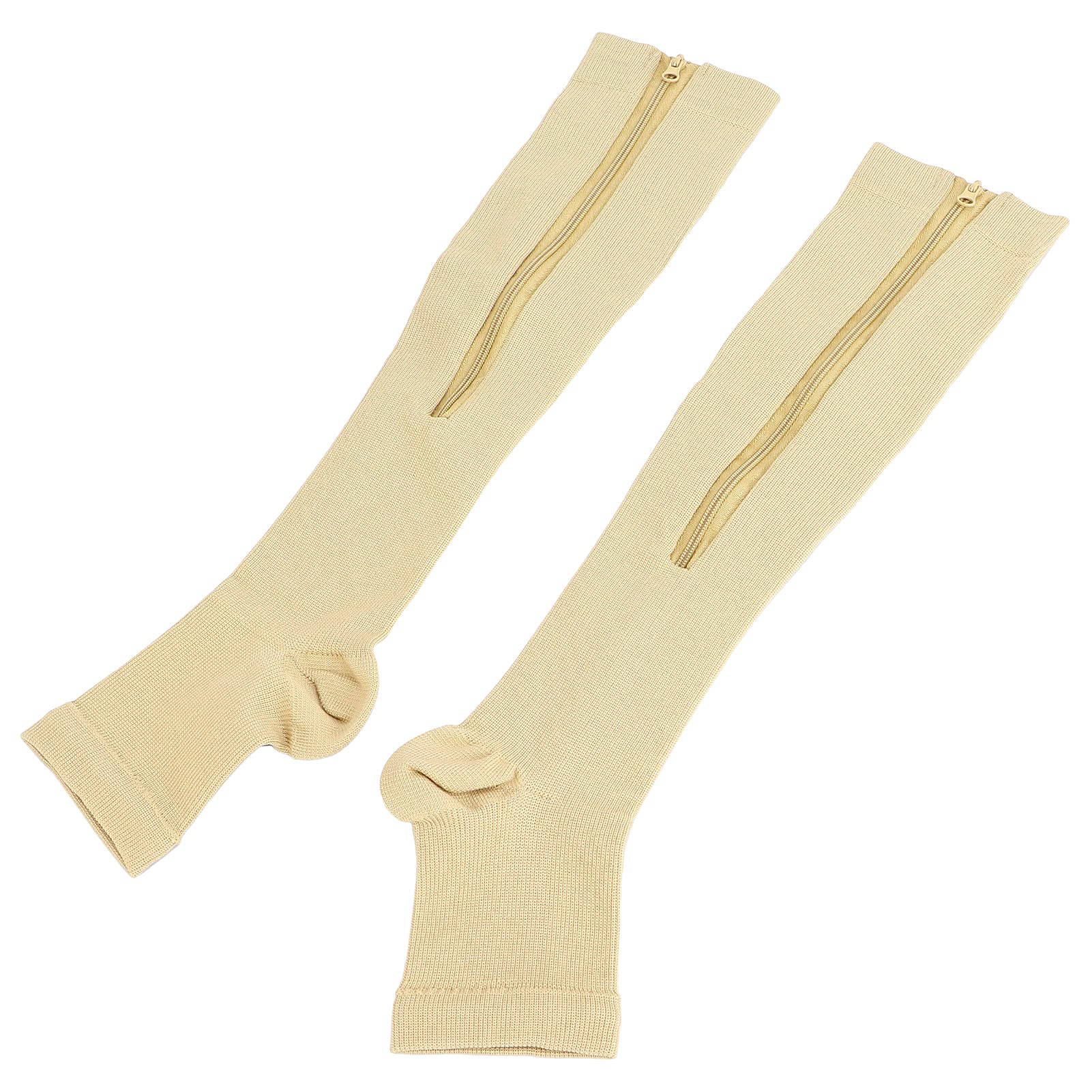 Open Toe Compression Socks for Women & Men - Knee High Support Stockings with Zipper for Walking, Running, Hiking & Sports - Ideal for Travel, Varicose Veins & Post-Surgery Recovery (Size S/M)