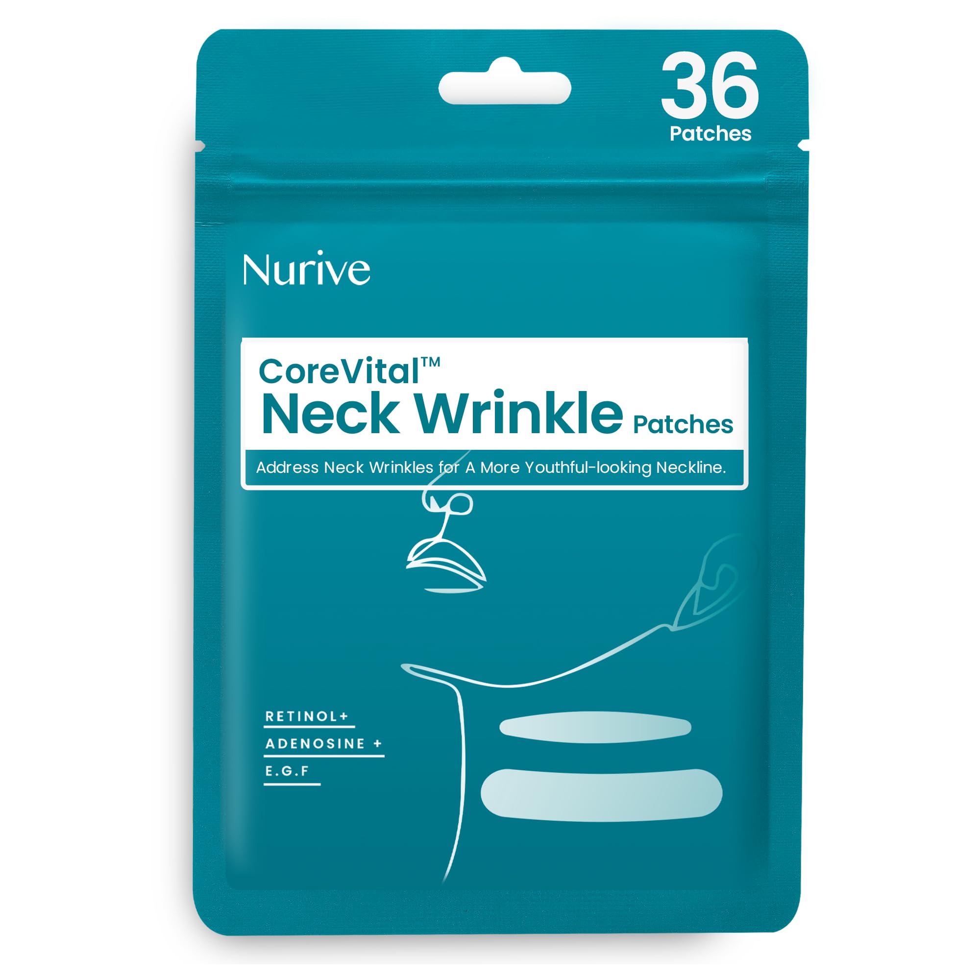 Retinol Neck Wrinkle Patches 36ct - Firming Overnight Strips for Women | Korean Skincare for Chin & Neck Lines