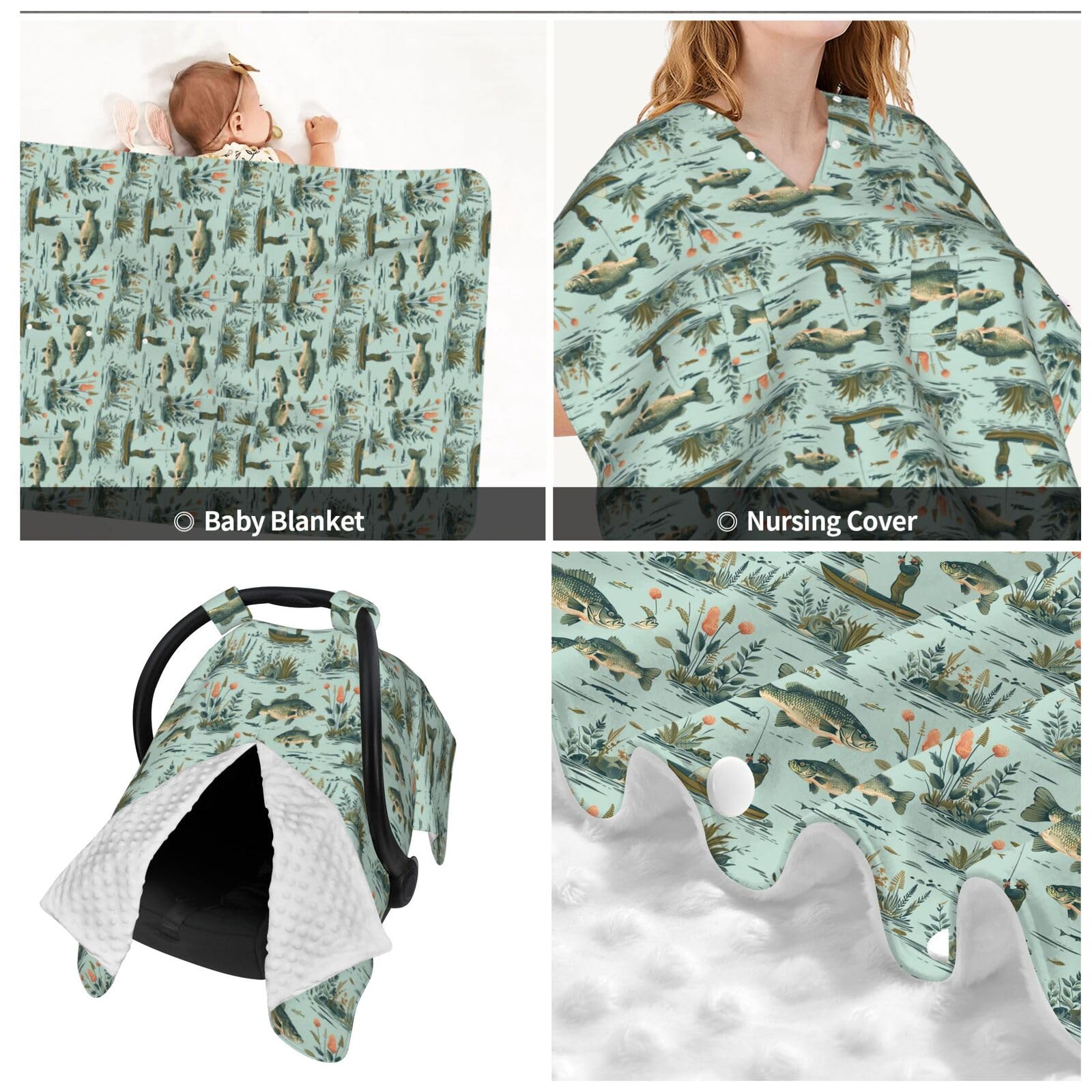 Fisher Bass Baby Car Seat Canopy - Nursing Cover & Breastfeeding Blanket for Newborns - Perfect Infant Car Seat Shade & Nursing Privacy Cover - Ideal Newborn Shower Gift for Outdoor, Travel & Shopping Use