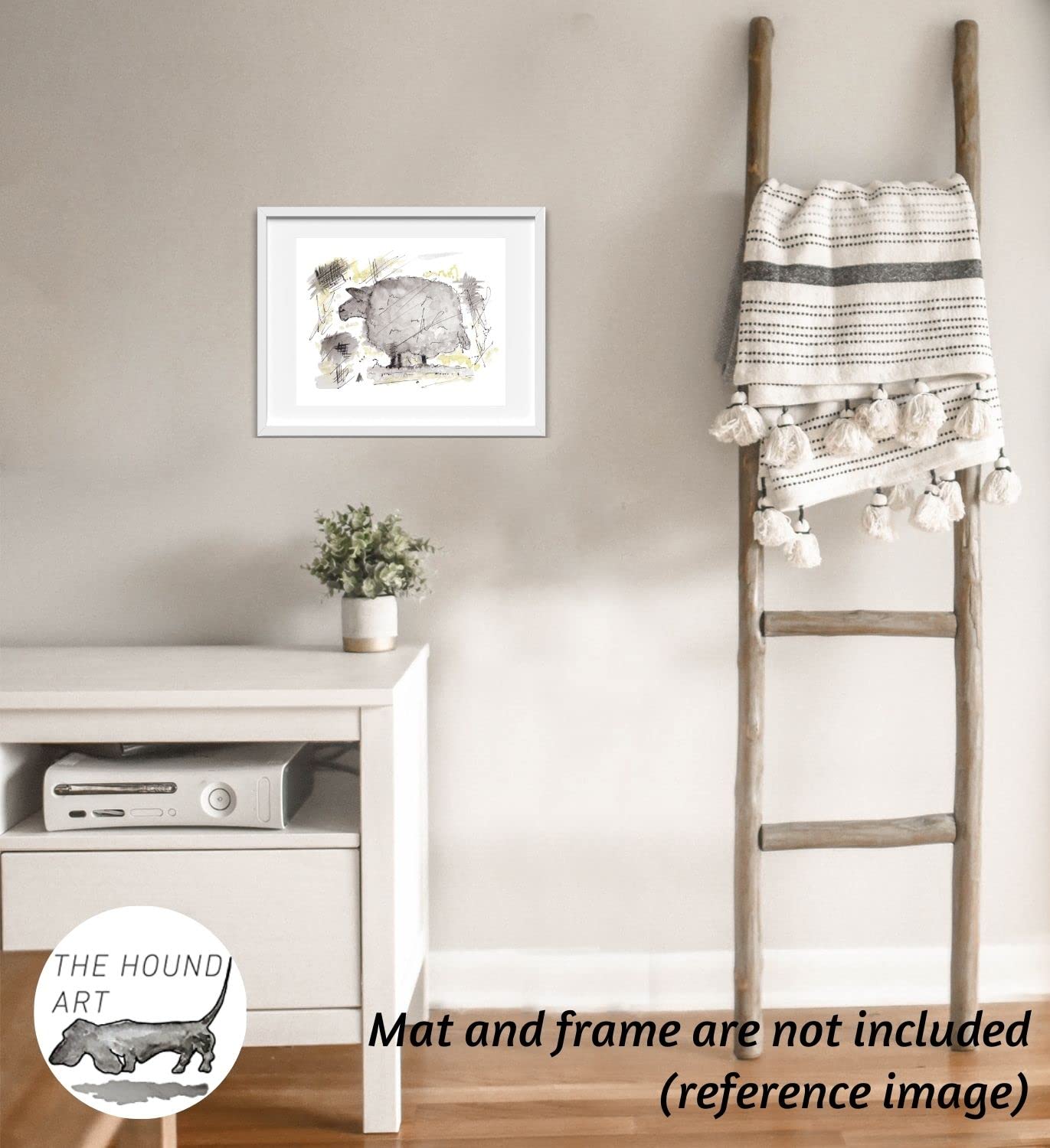 The Sheep in Yellow - Unique Inspirational Wall Art Print | 8”x10” UNFRAMED Home Decor | High-Quality Acid-Free Paper | Mixed Technique Artwork | Perfect Gift for Women, Living Room & Office Decor