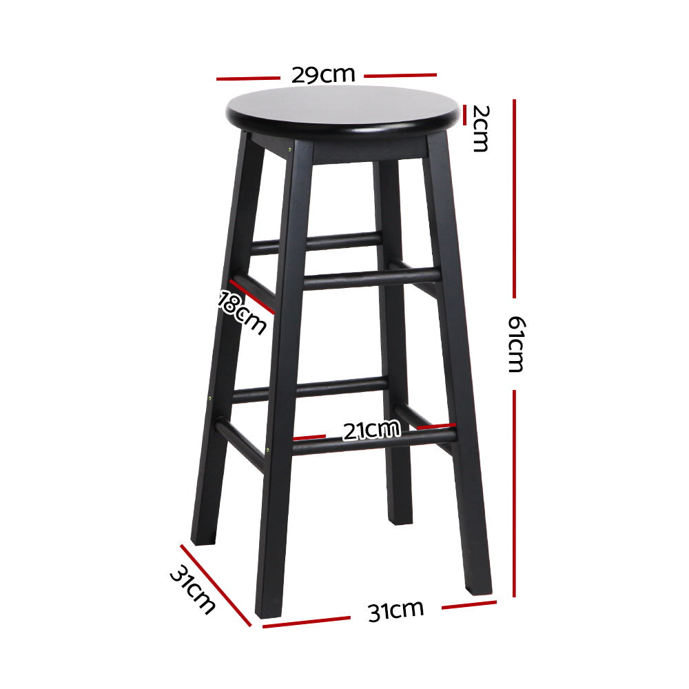 2 Pack Black Wooden Bar Stools with Round Seats - Perfect for Kitchen Island, Breakfast Nook & Home Bar Decor