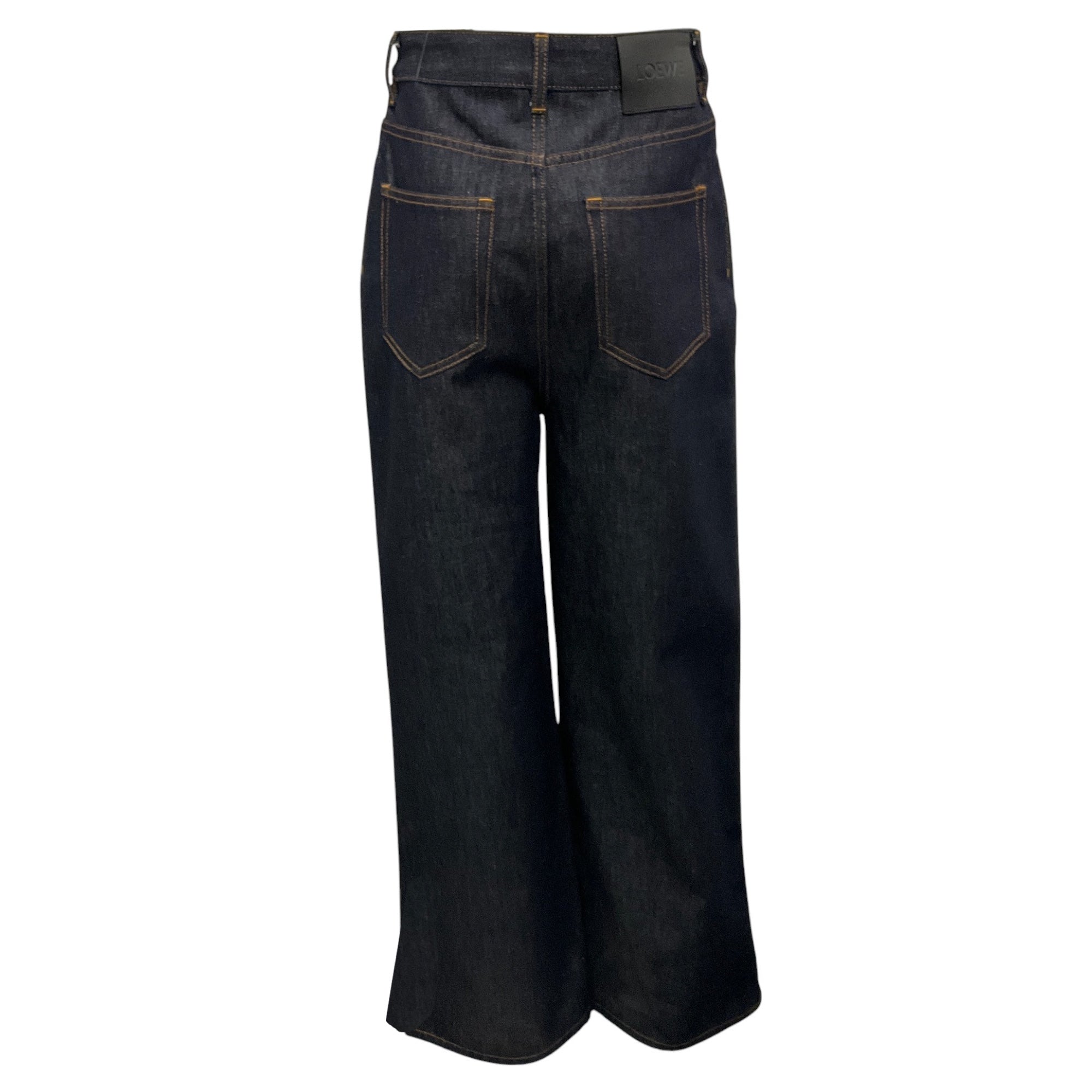 Loewe Raw Denim High Waist Wide Leg Jeans for Women - Vintage Blue Distressed Denim Pants - Perfect for Casual Outfits & Streetwear Fashion