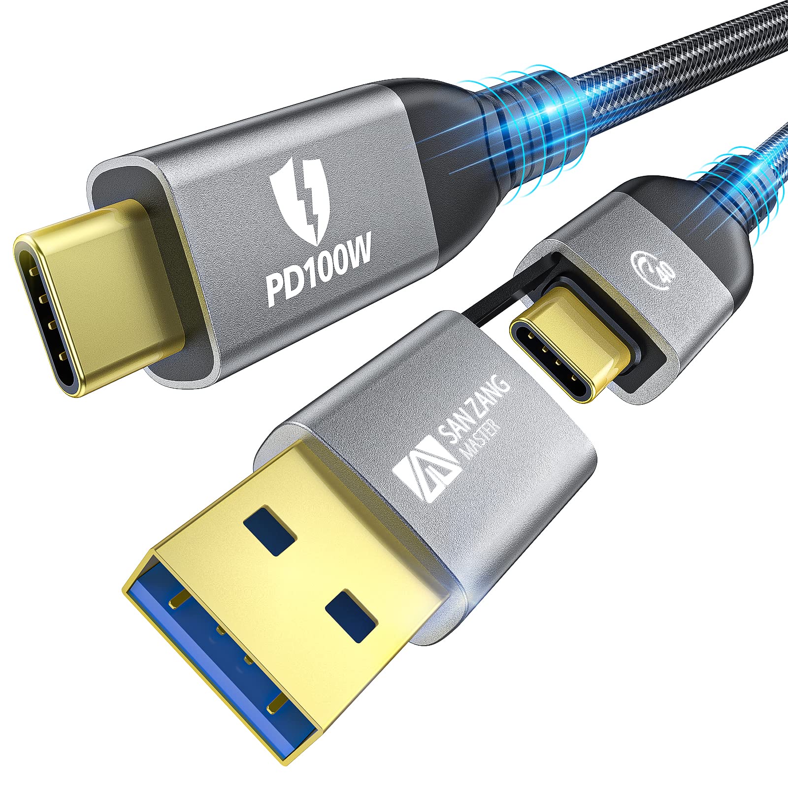 Thunderbolt 4 Cable 40Gbps USB C to USB C/A - 100W Fast Charging, 8K/5K Video, 4K Dual Display - 3.3FT High-Speed Data Transfer Cable with E-Marker - Perfect for MacBook Pro, Dell XPS & Gaming Laptops