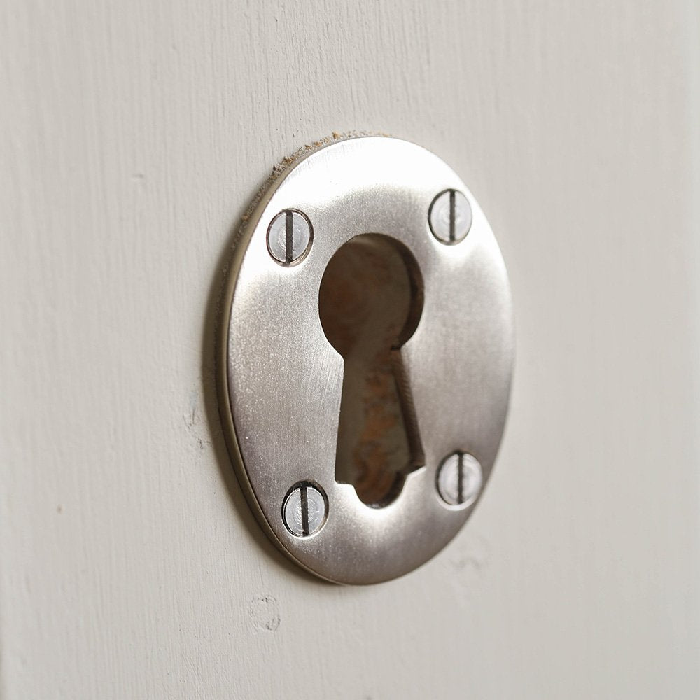 Premium Satin Nickel Oval Escutcheon Plate - Large Size for Door Hardware, Cabinet & Furniture Decoration | Rust-Resistant & Durable Finish for Home & Office Use
