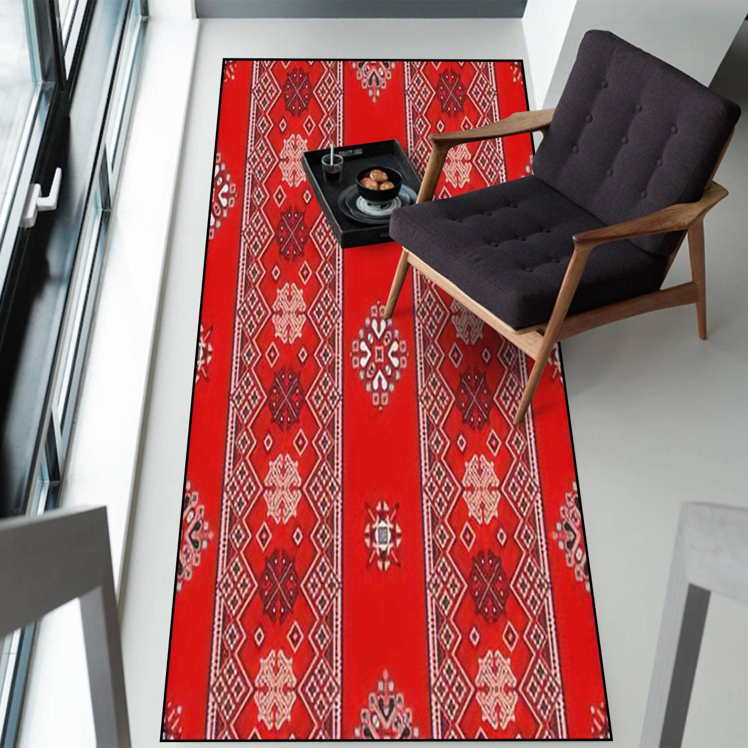 Non-Slip Romanian Inspired Traditional Embroidery Area Rug - Indoor/Outdoor Floor Mat for Hallway, Entryway, Living Room, Bathroom & Kitchen | Durable Carpet Runner & Yoga Mat for Home Decor
