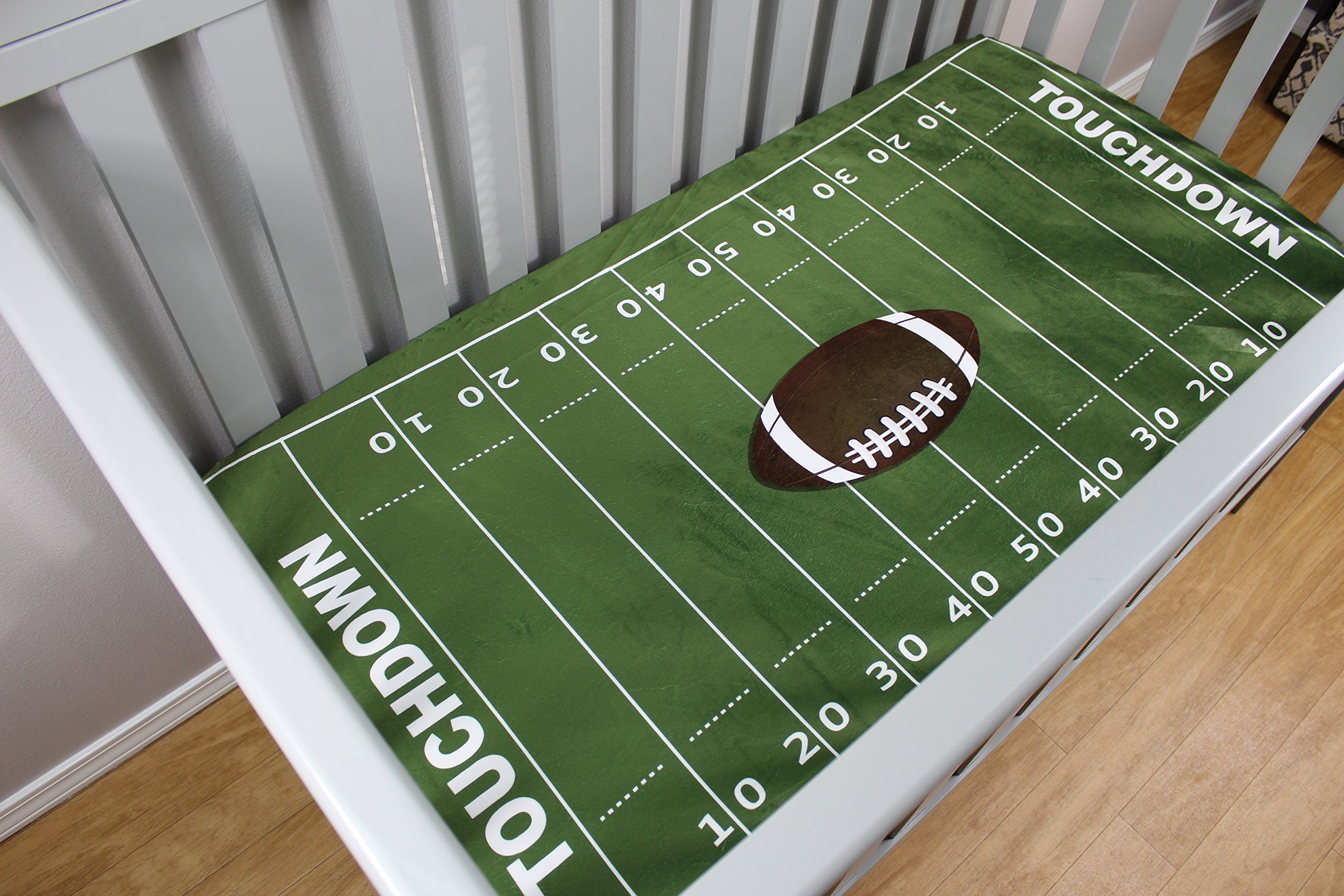 Dear Baby Gear Deluxe Minky Fitted Crib Sheet - Football Field Design 52