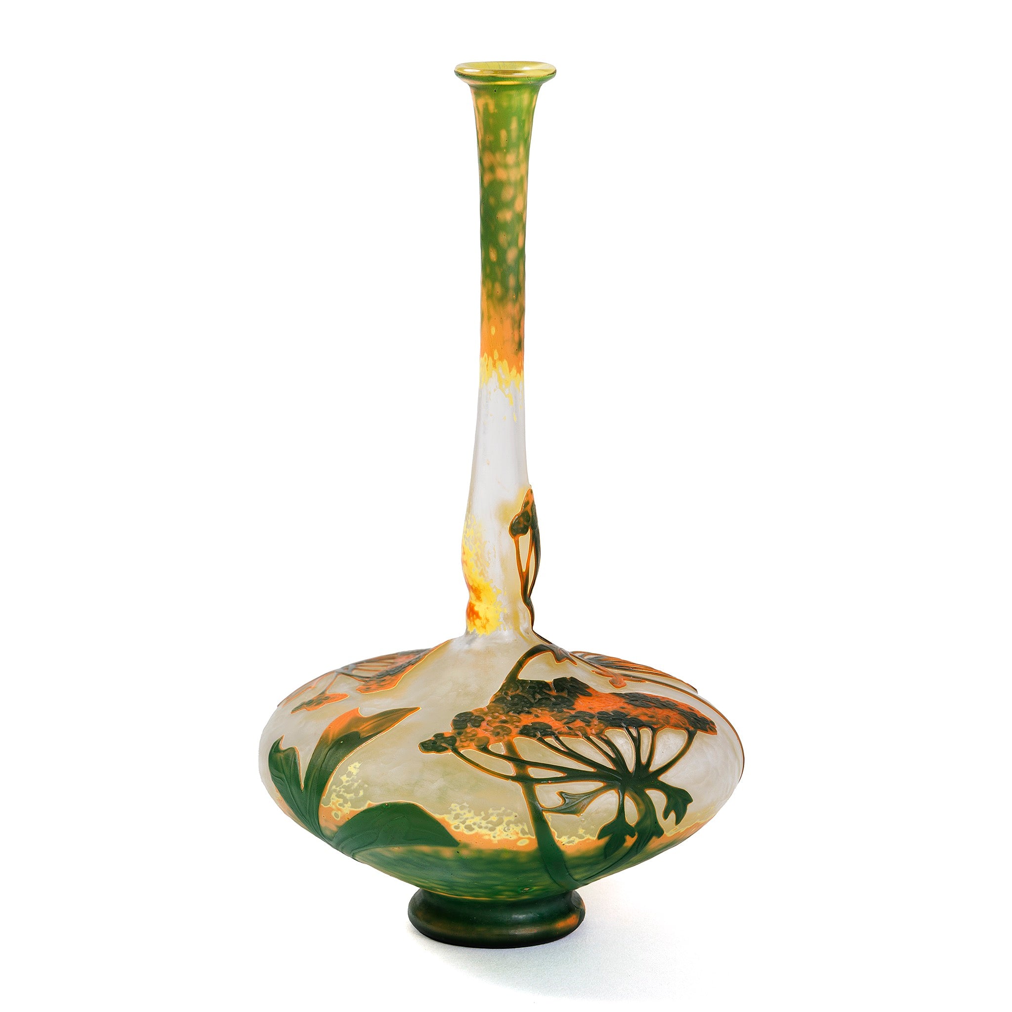 Daum Nancy Berce des Prés Cameo Glass Vase - Antique French Art Nouveau Floral Vase for Home Decor, Wedding Centerpiece & Luxury Gift