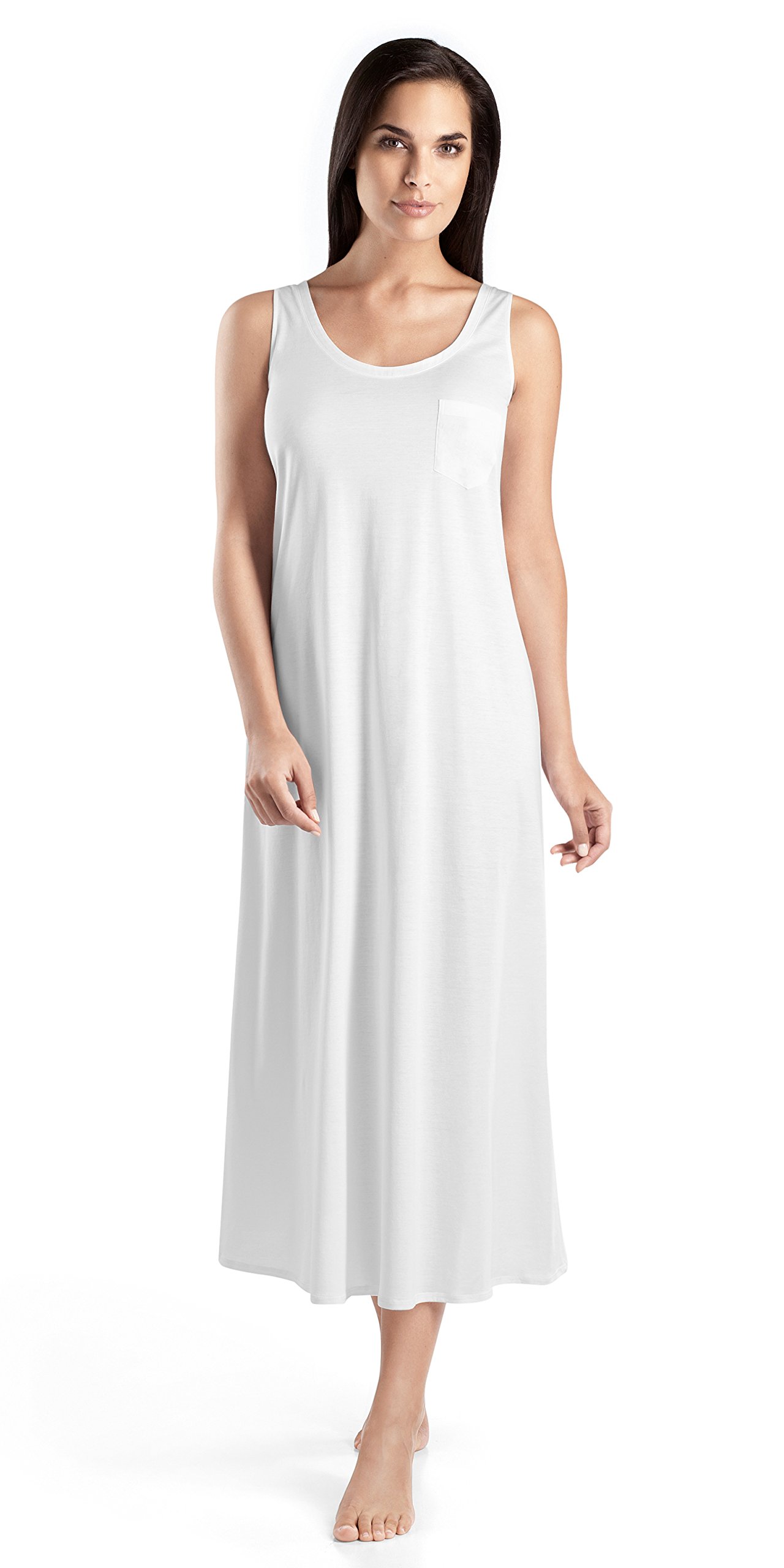 Hanro Women's Cotton Deluxe Long Tank Nightgown - Soft Comfortable Sleepwear for Night & Lounge - Perfect for Bedtime, Relaxing at Home, and Summer Nights